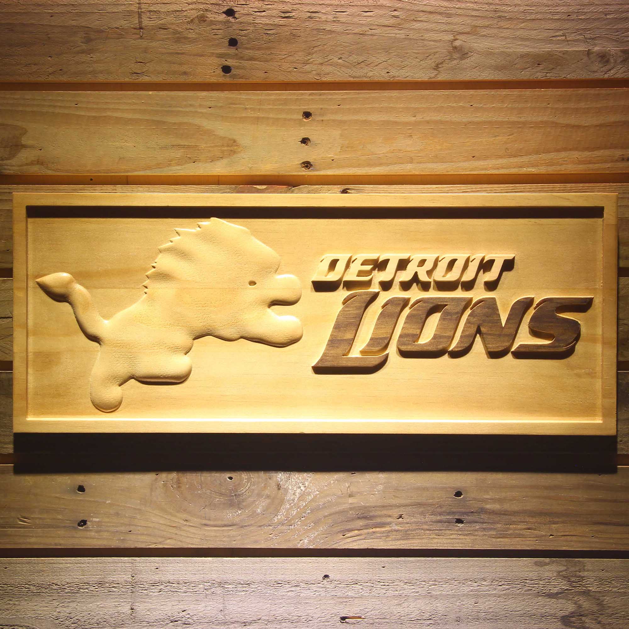 Detroit Lions  3D Solid Wooden Craving Sign