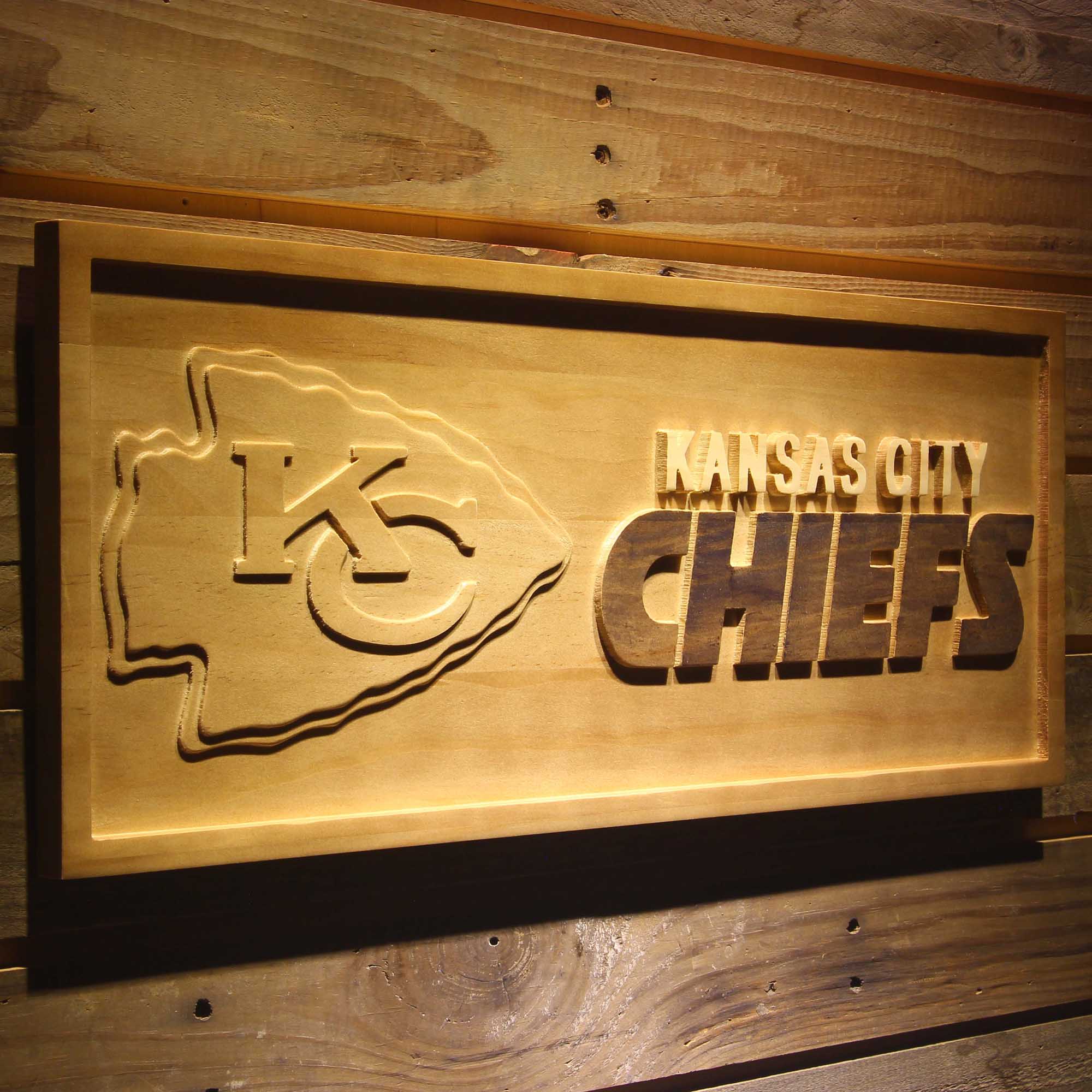 Kansas City Chiefs  3D Solid Wooden Craving Sign