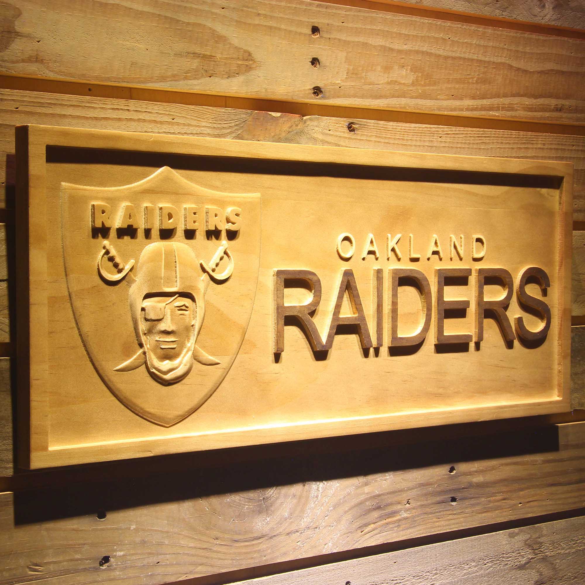 Oakland Raiders  3D Solid Wooden Craving Sign