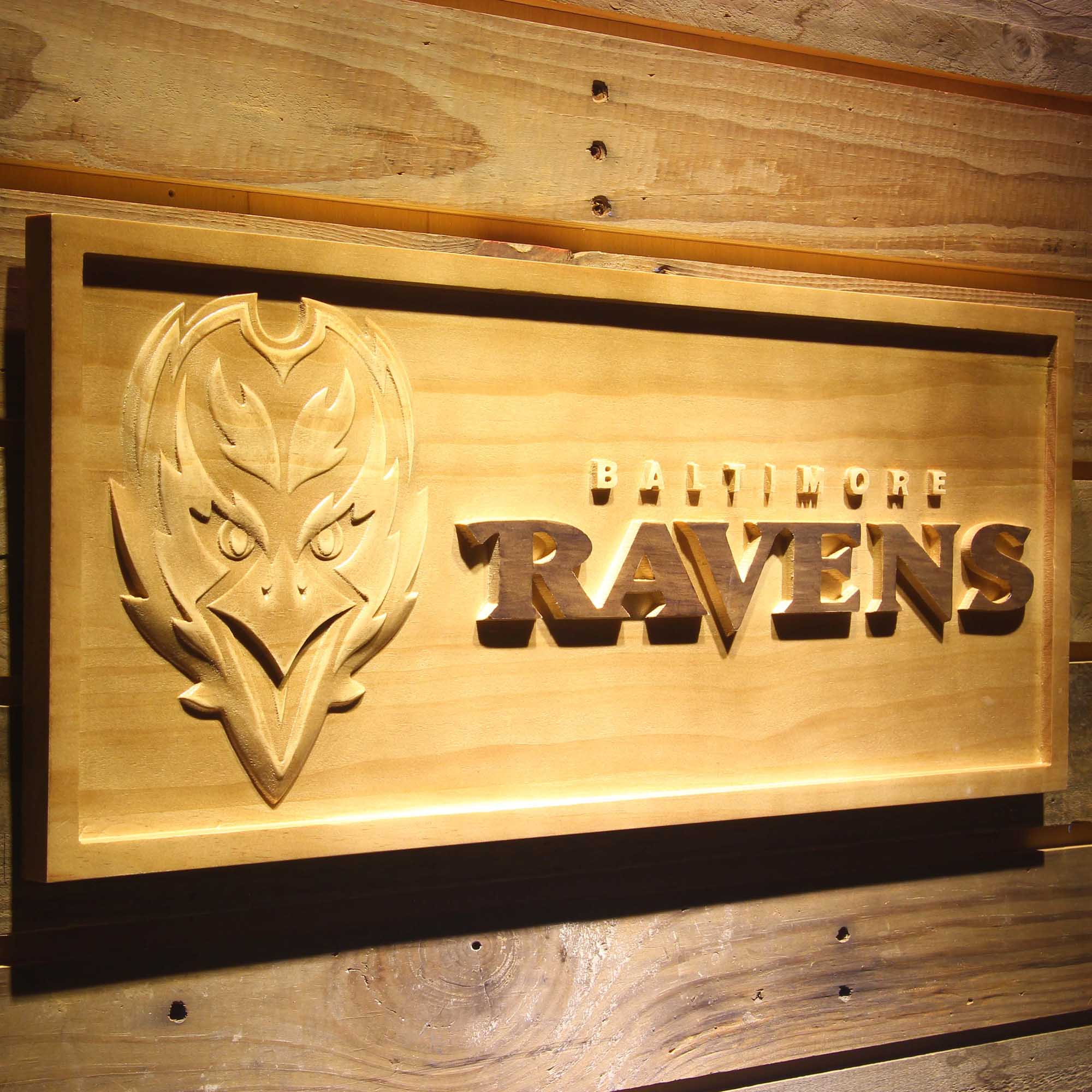 Baltimore Ravens  3D Solid Wooden Craving Sign
