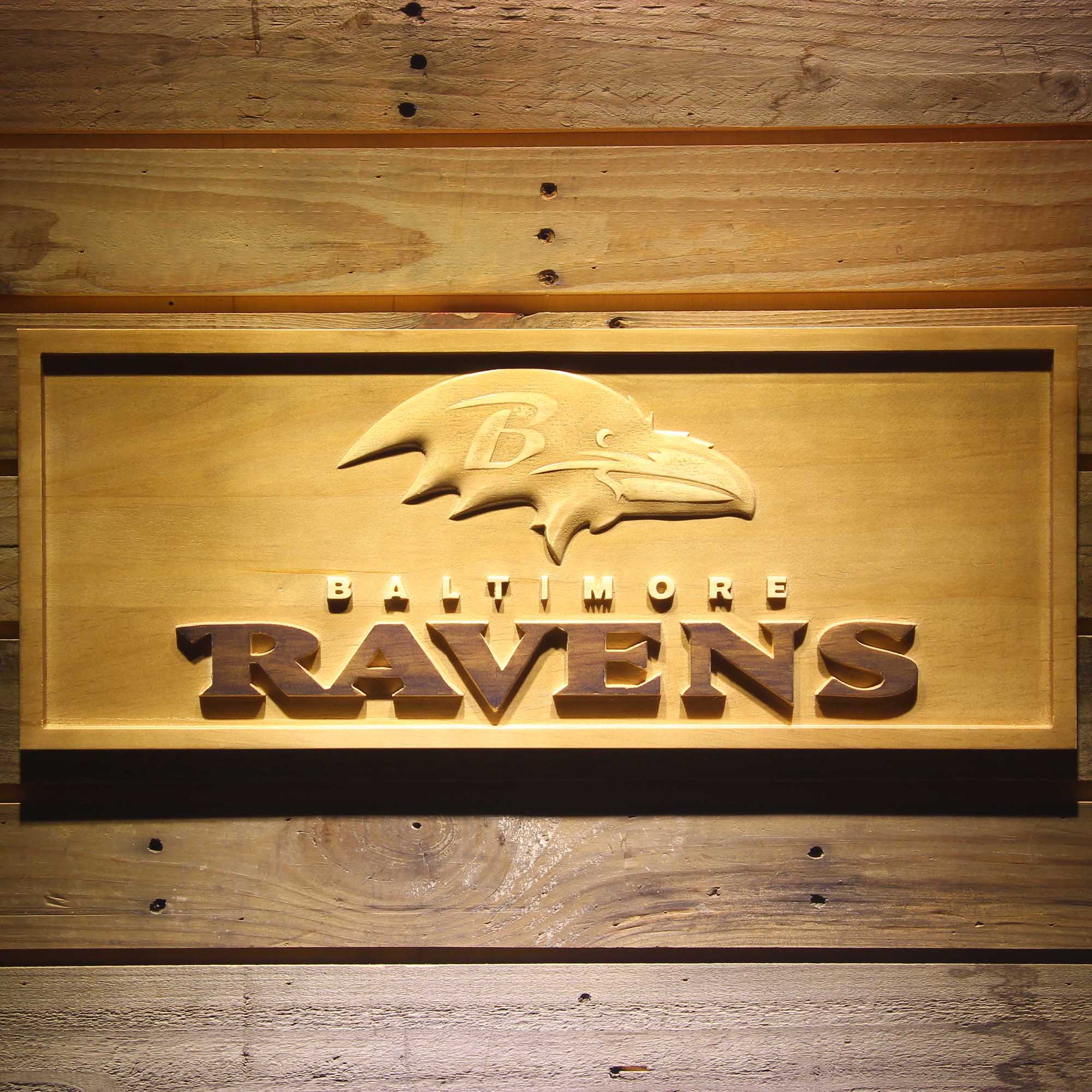 Baltimore Ravens  3D Solid Wooden Craving Sign