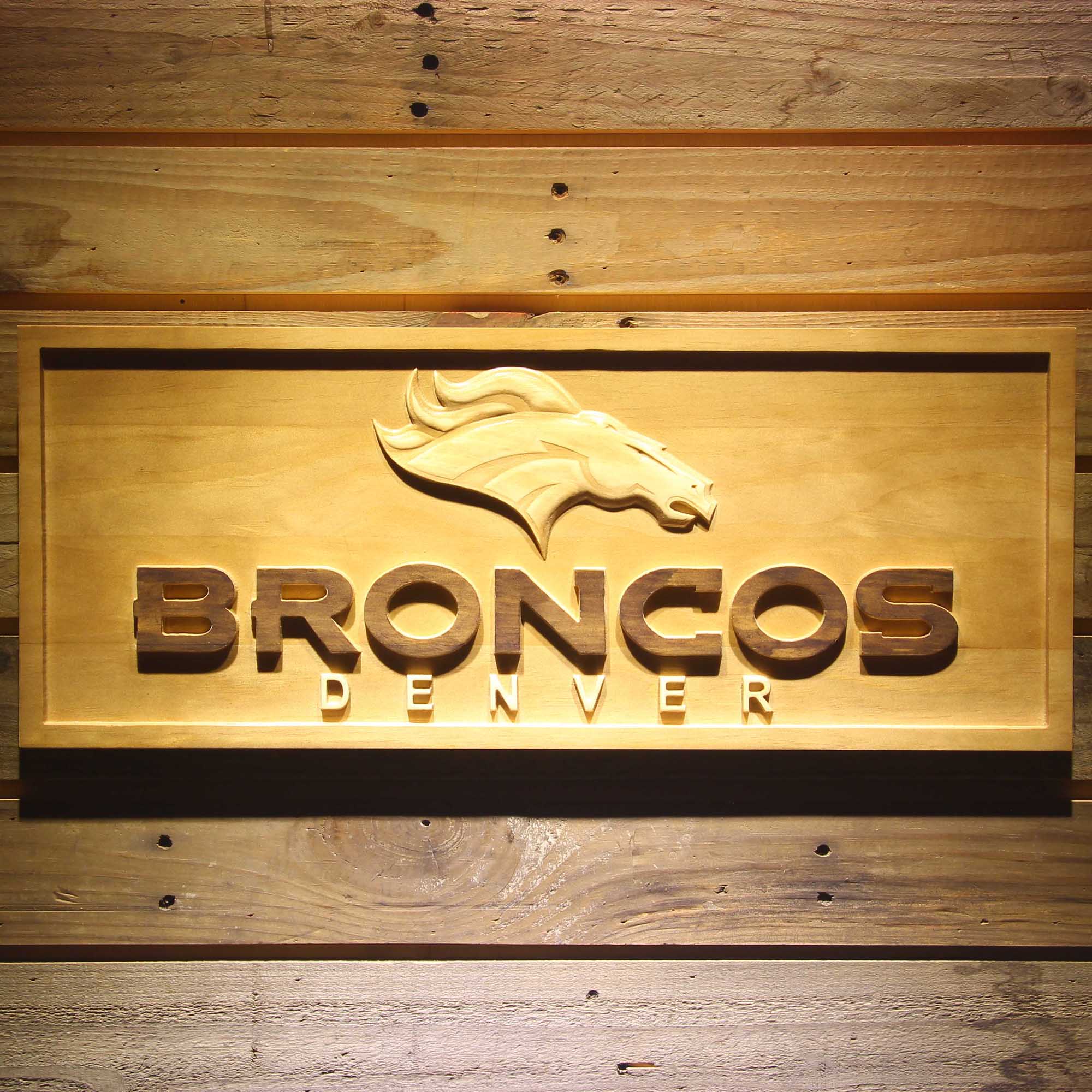 Denver Broncos  3D Solid Wooden Craving Sign