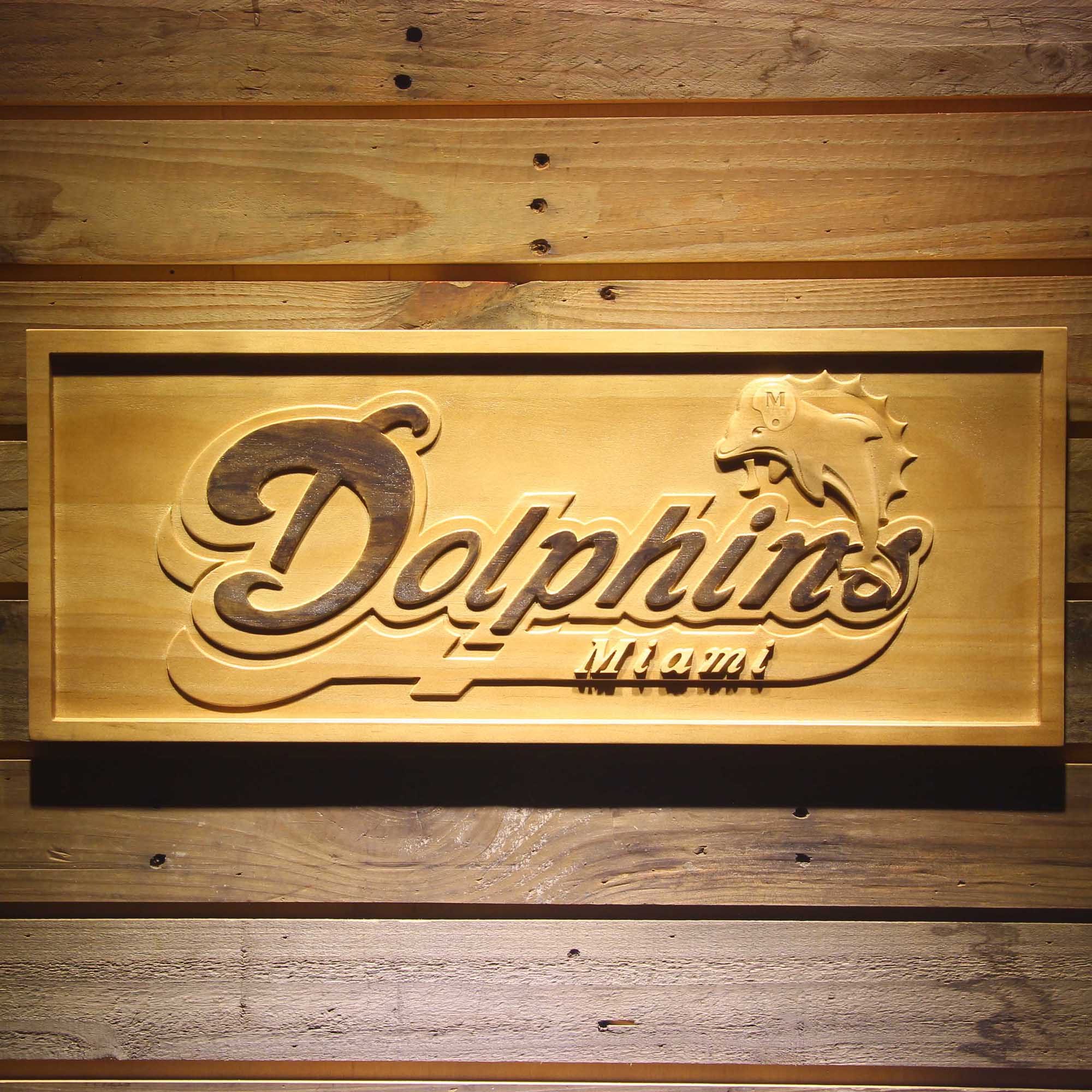 Miami Dolphins  3D Solid Wooden Craving Sign