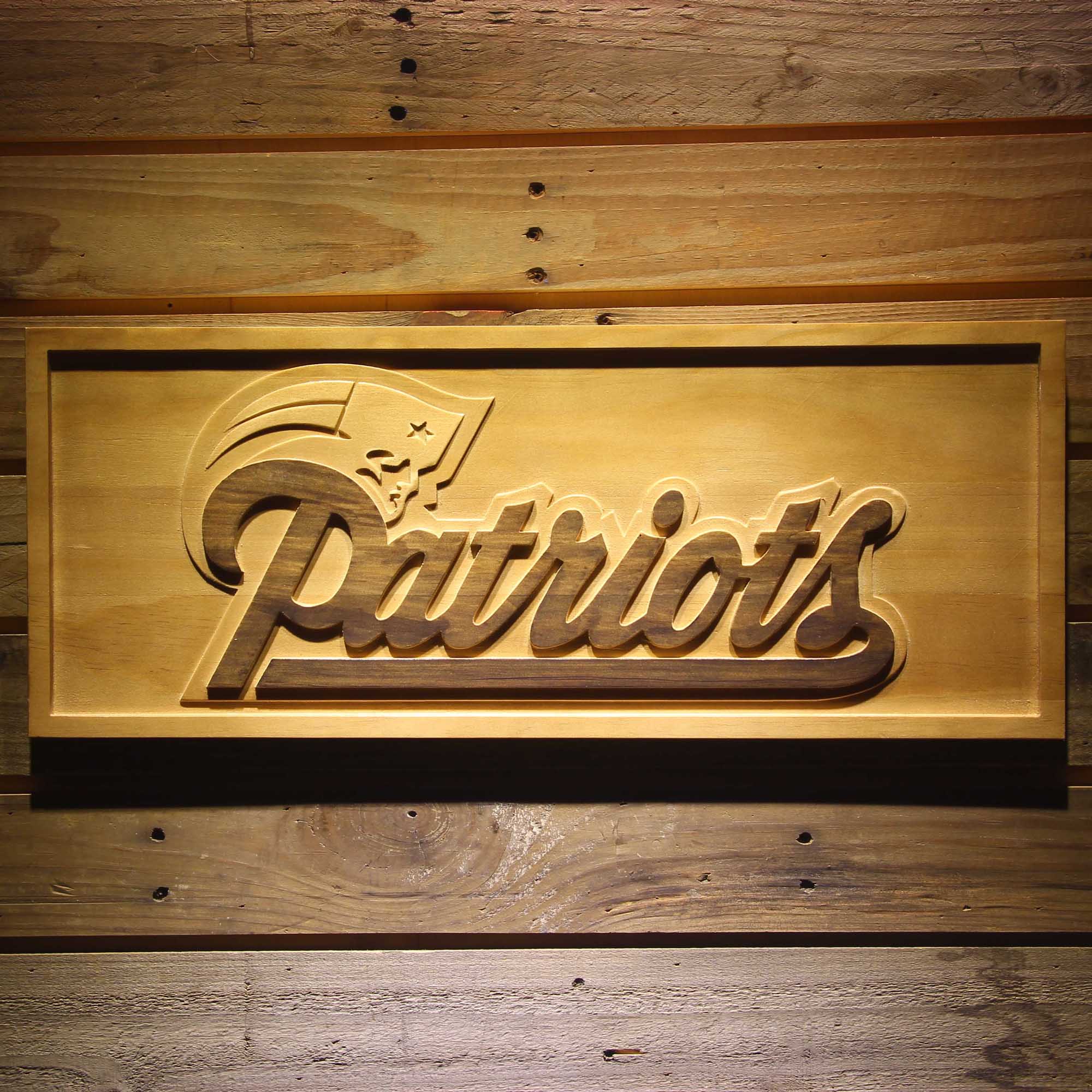 New England Patriots  3D Solid Wooden Craving Sign