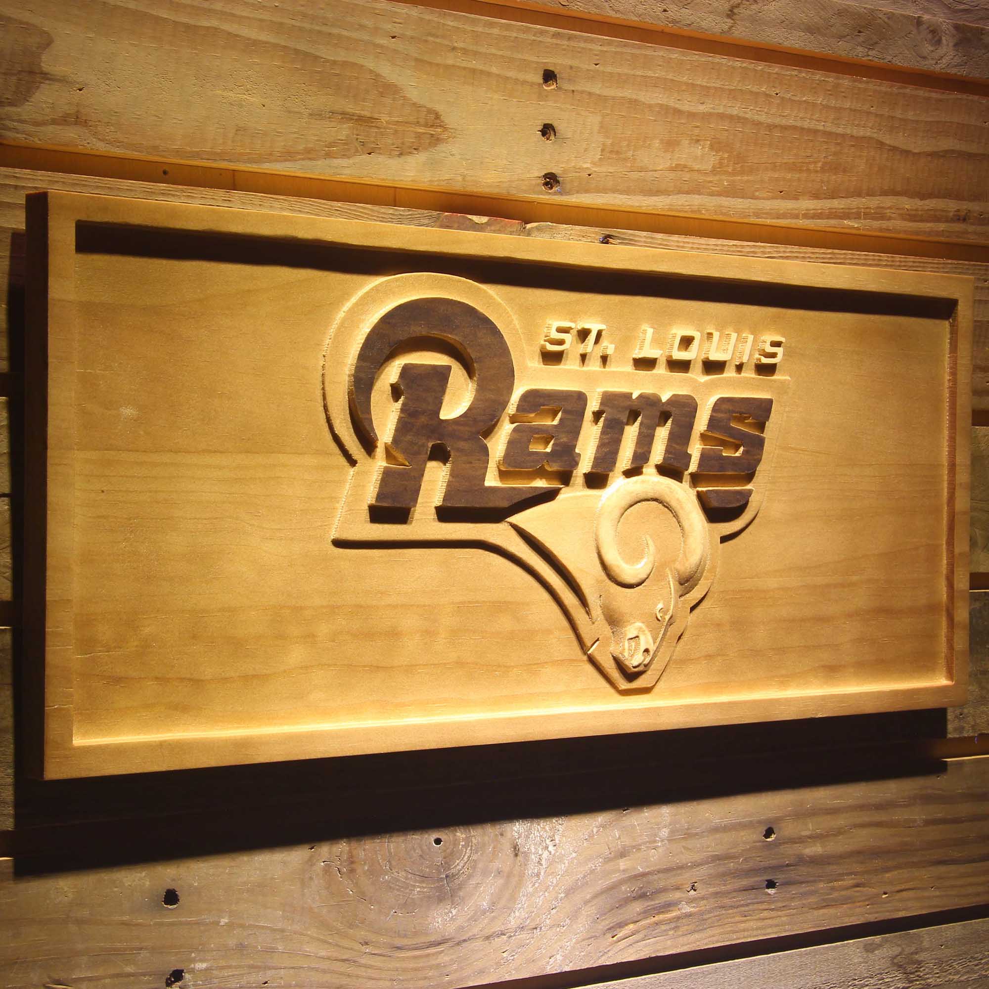 St. Louis Rams  3D Solid Wooden Craving Sign