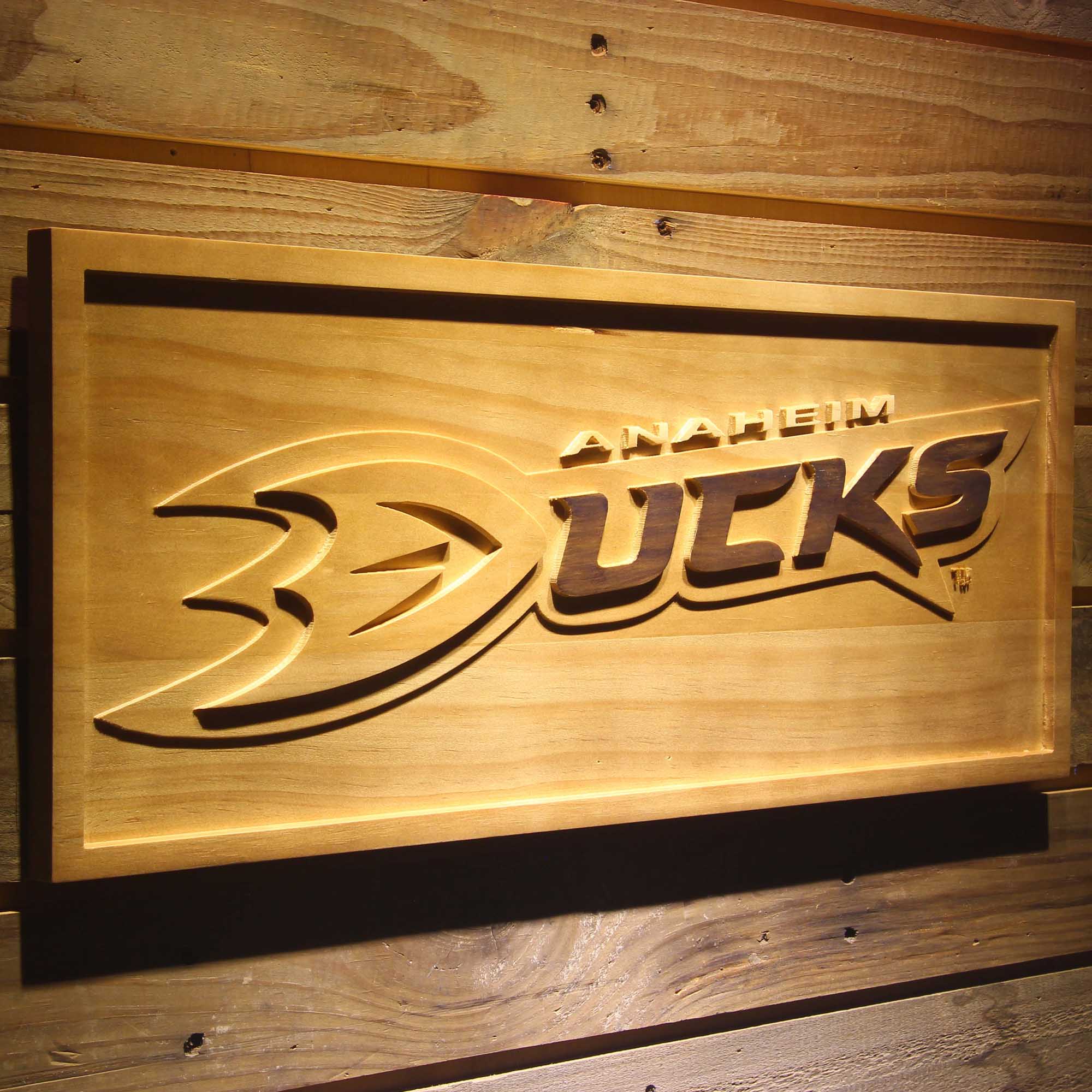 Anaheim Ducks 3D Solid Wooden Craving Sign