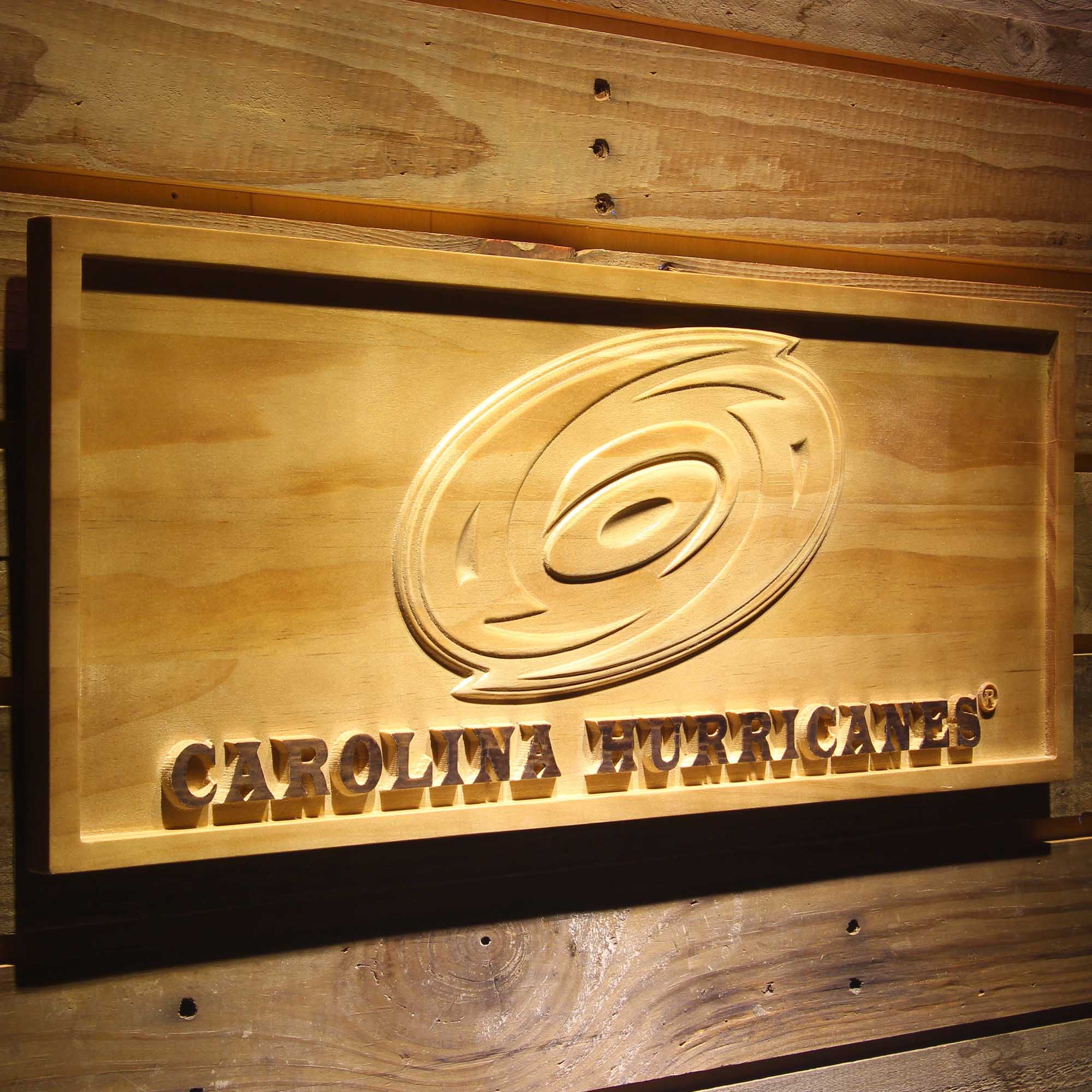 Carolina Hurricanes 3D Solid Wooden Craving Sign