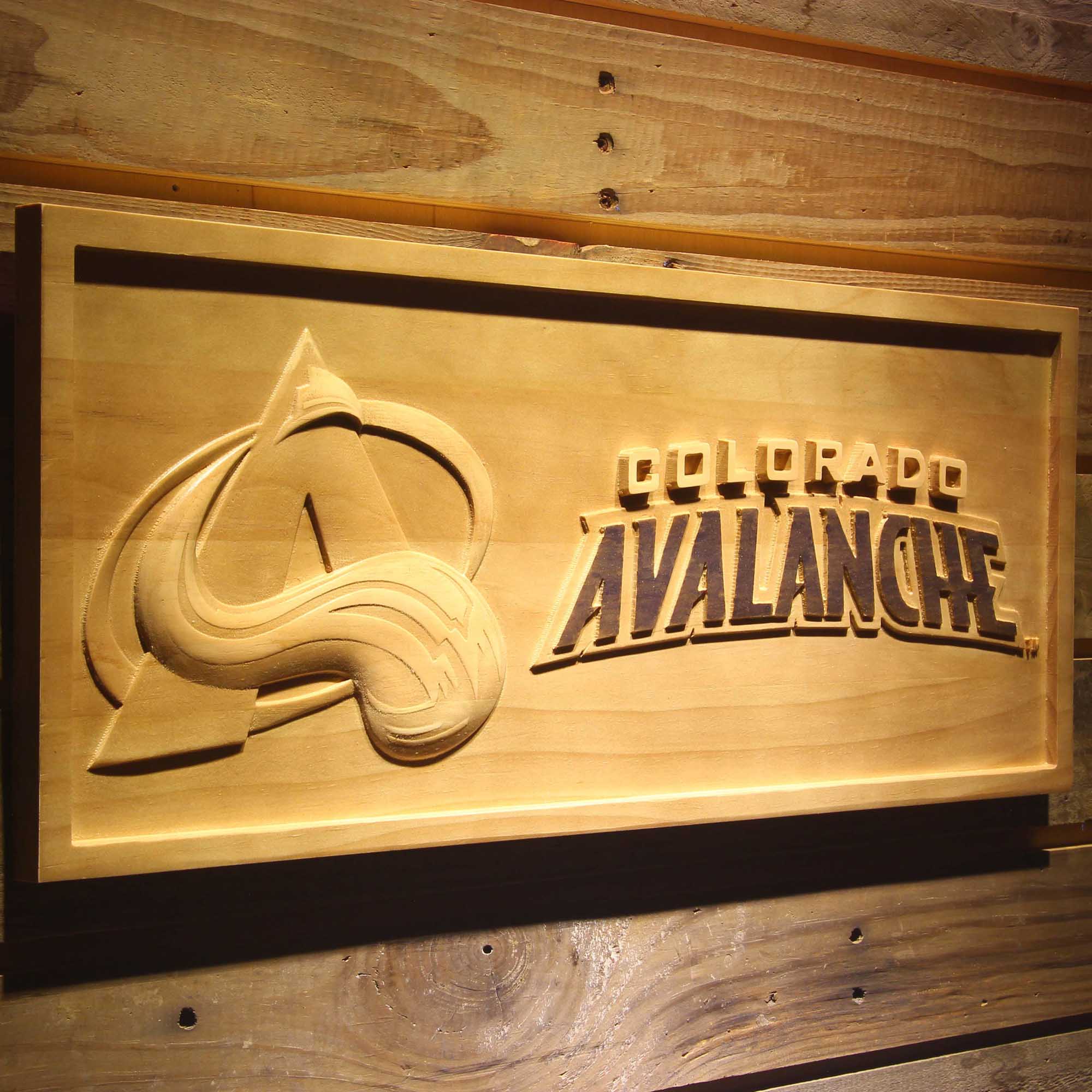 Colorado Avalanche 3D Solid Wooden Craving Sign