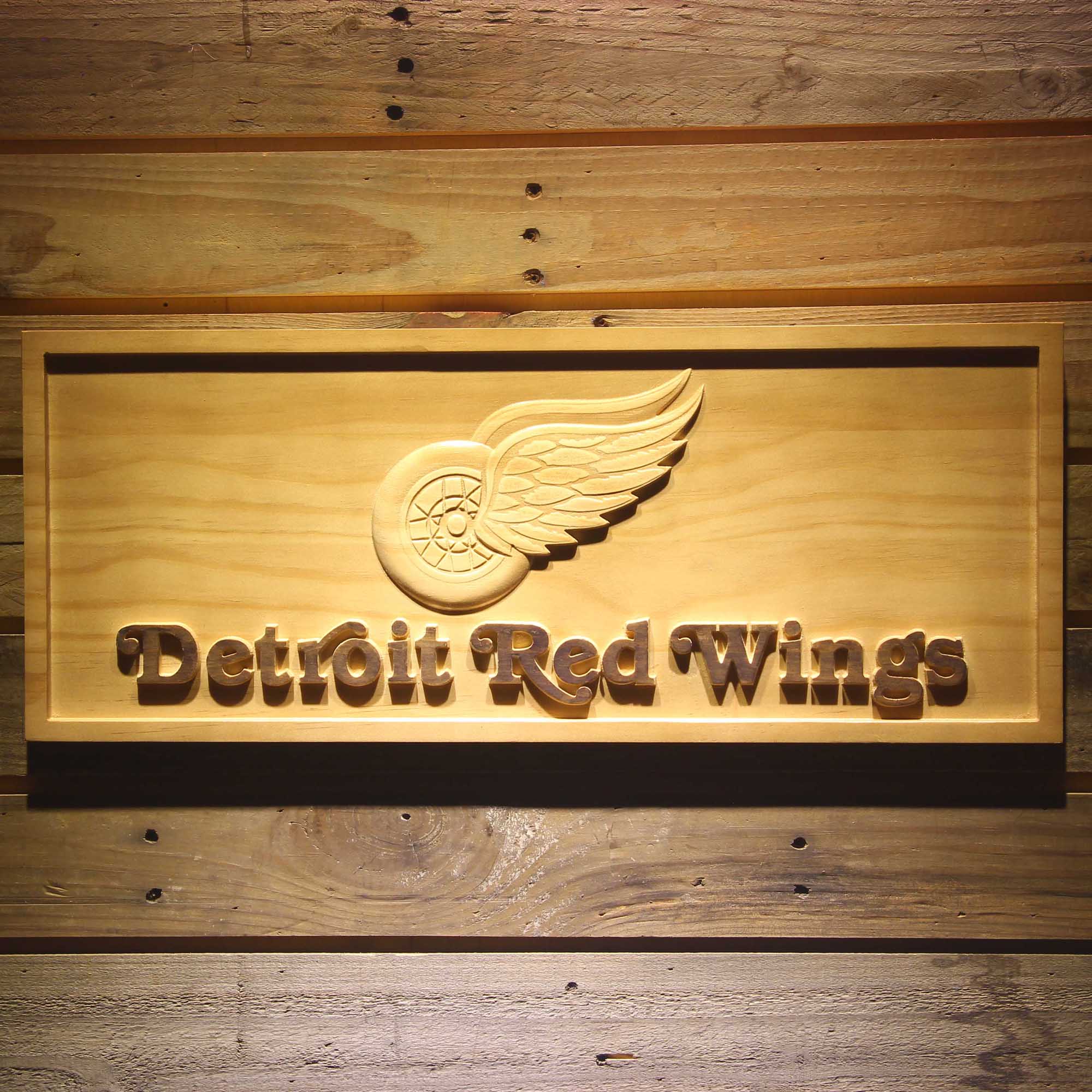 Detroit Red Wings 3D Solid Wooden Craving Sign