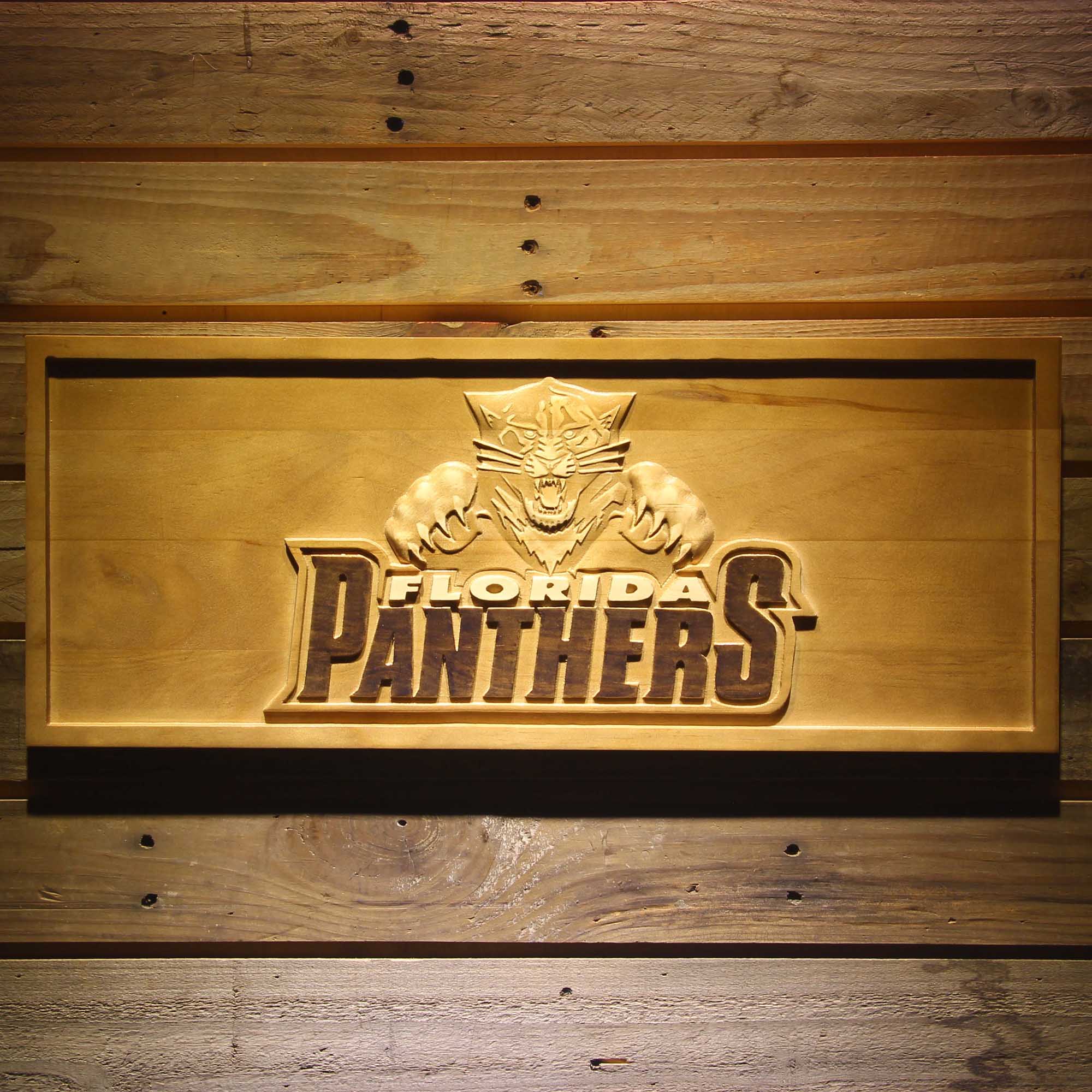 Florida Panthers 3D Solid Wooden Craving Sign