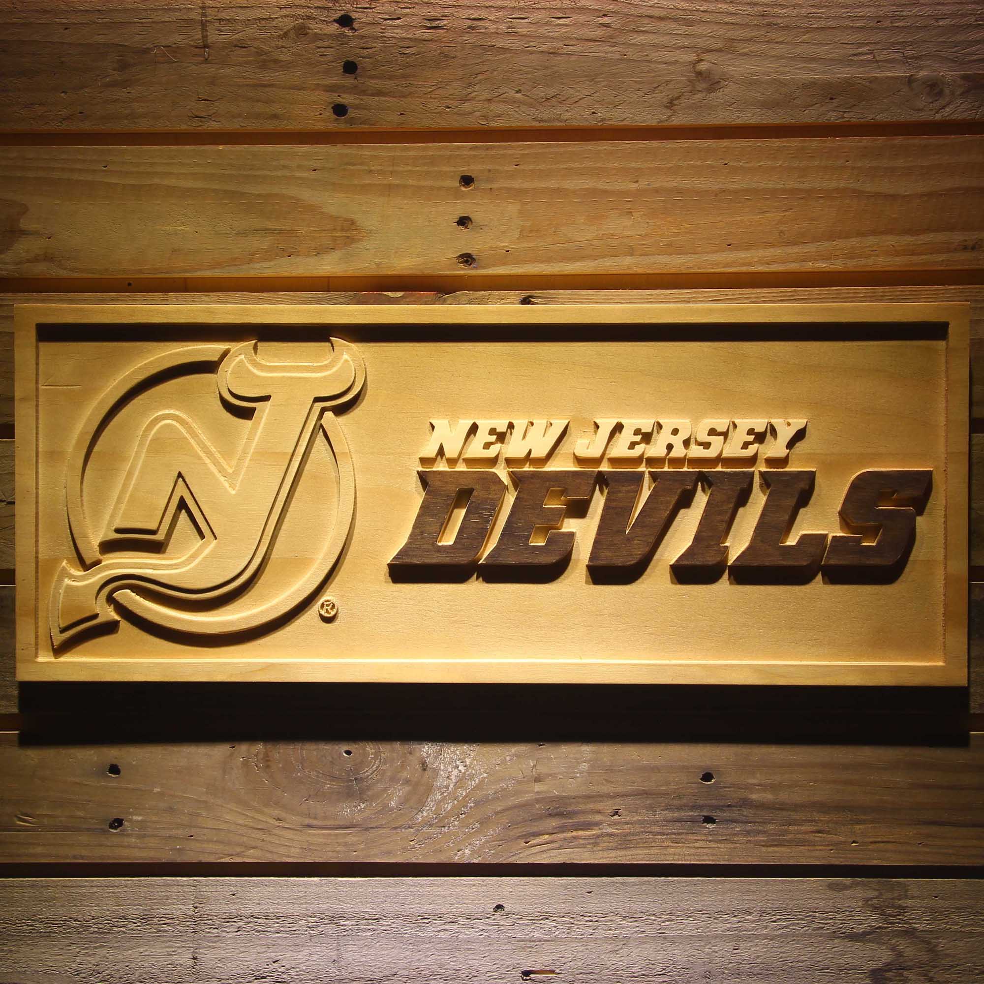 New Jersey Devils 3D Solid Wooden Craving Sign