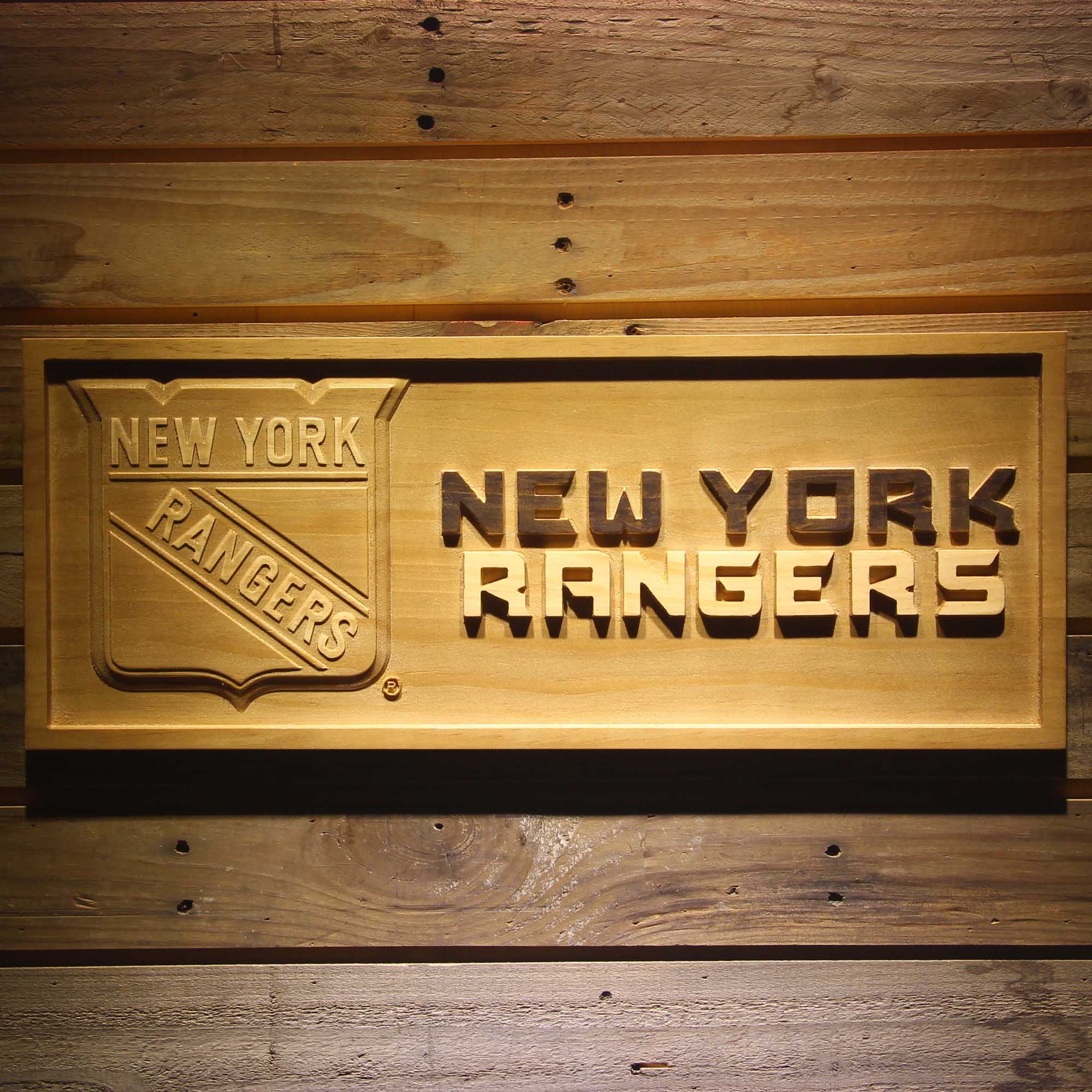 New York Rangers 3D Solid Wooden Craving Sign