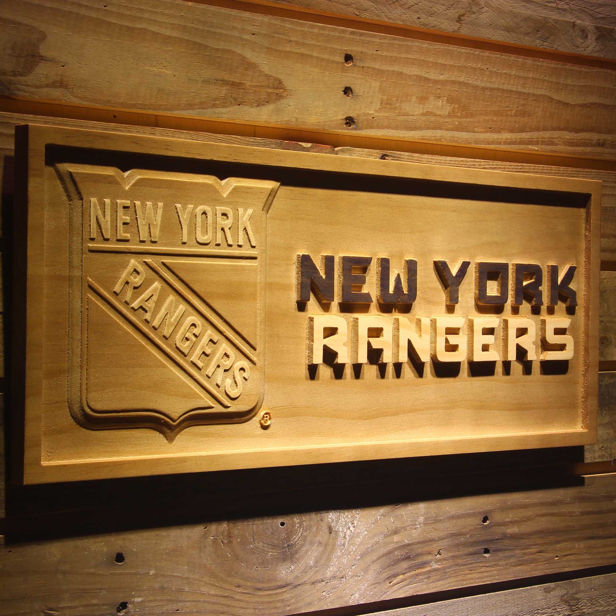New York Rangers 3D Solid Wooden Craving Sign
