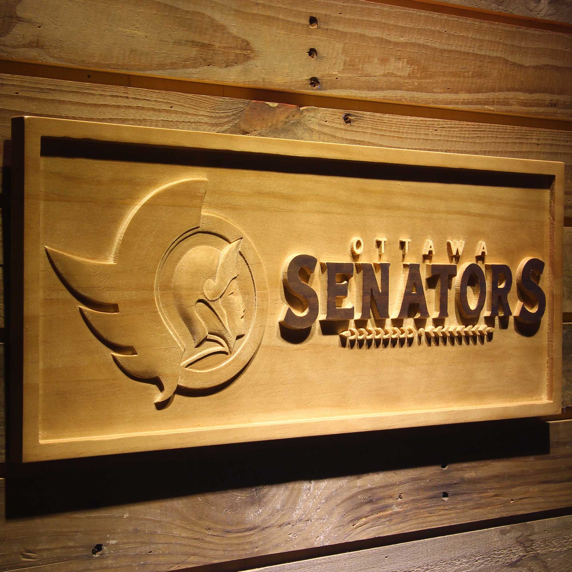 Ottawa Senators 3D Solid Wooden Craving Sign