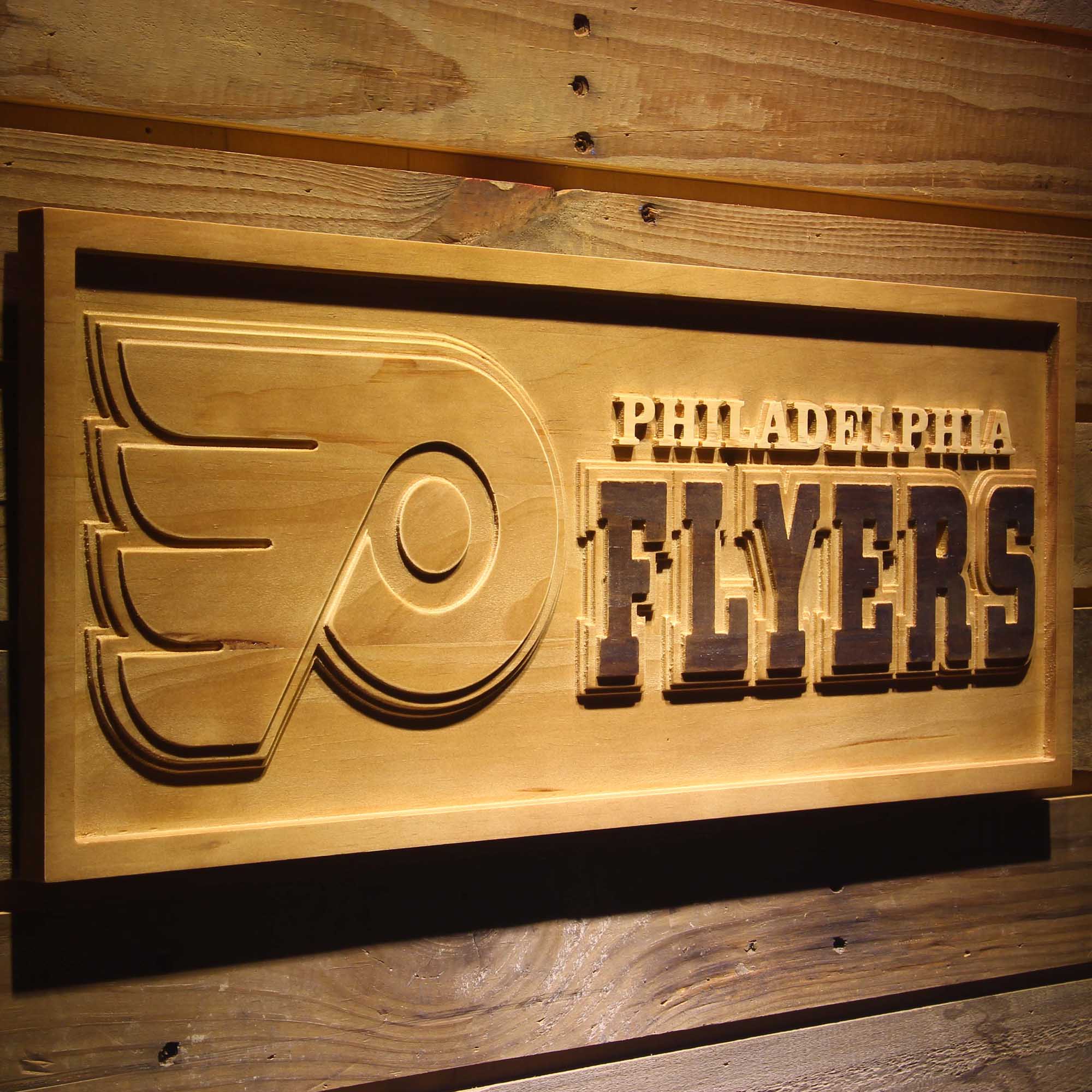 Philadelphia Flyers 3D Solid Wooden Craving Sign