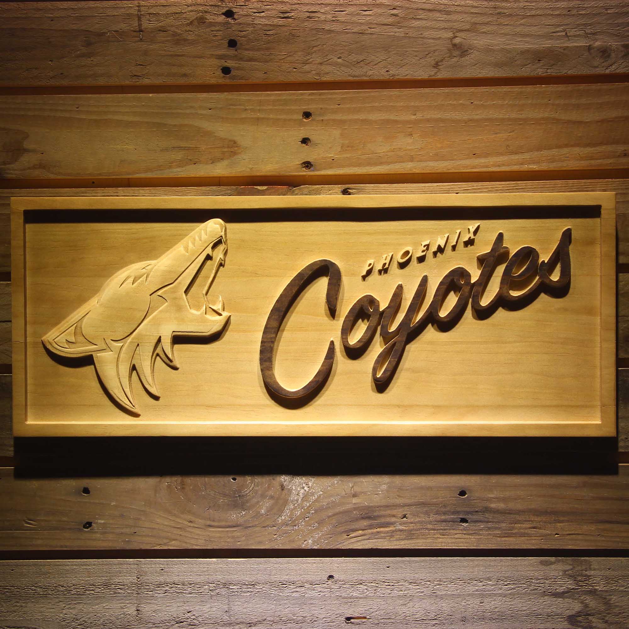 Phoenix Coyotes 3D Solid Wooden Craving Sign