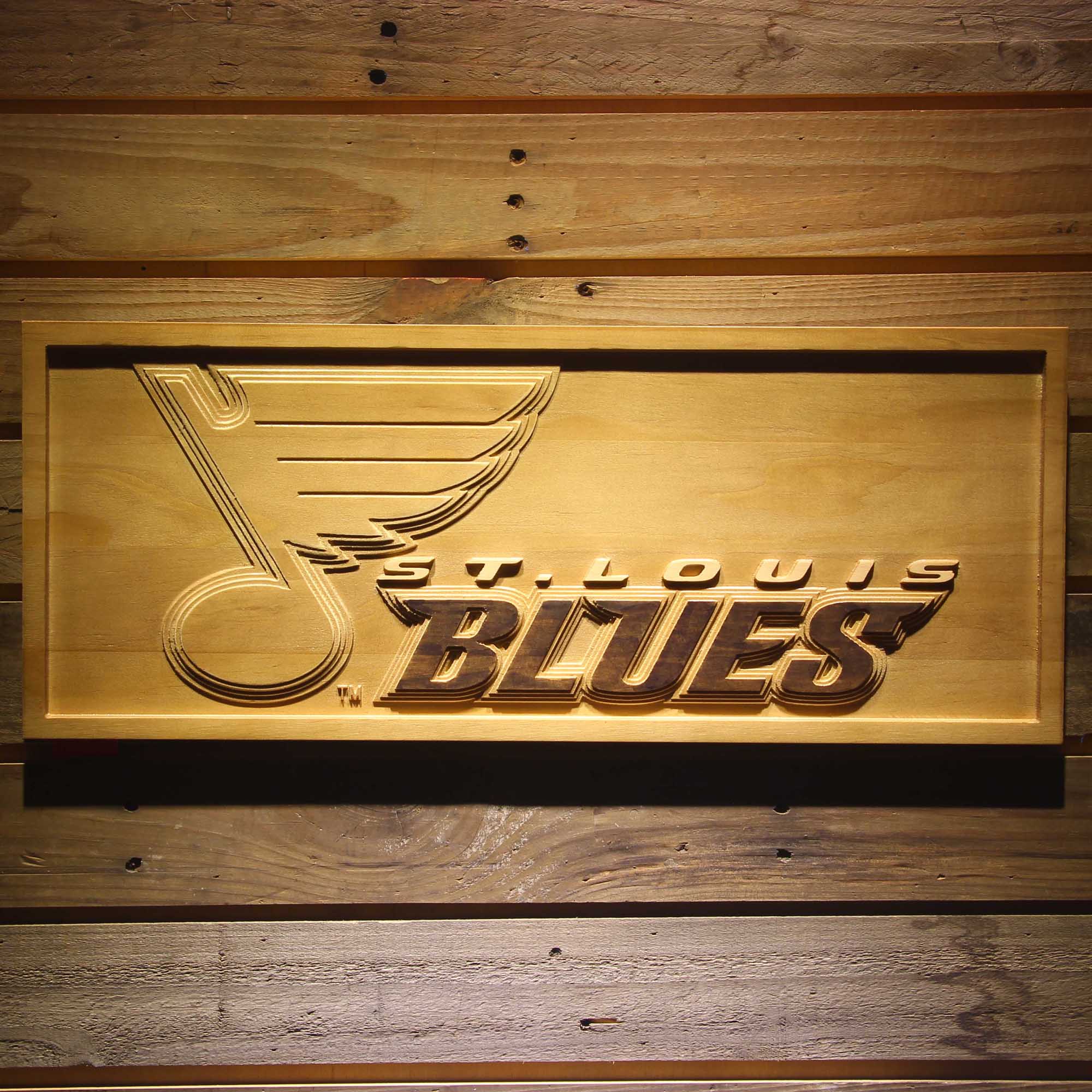 St. Louis Blues 3D Solid Wooden Craving Sign