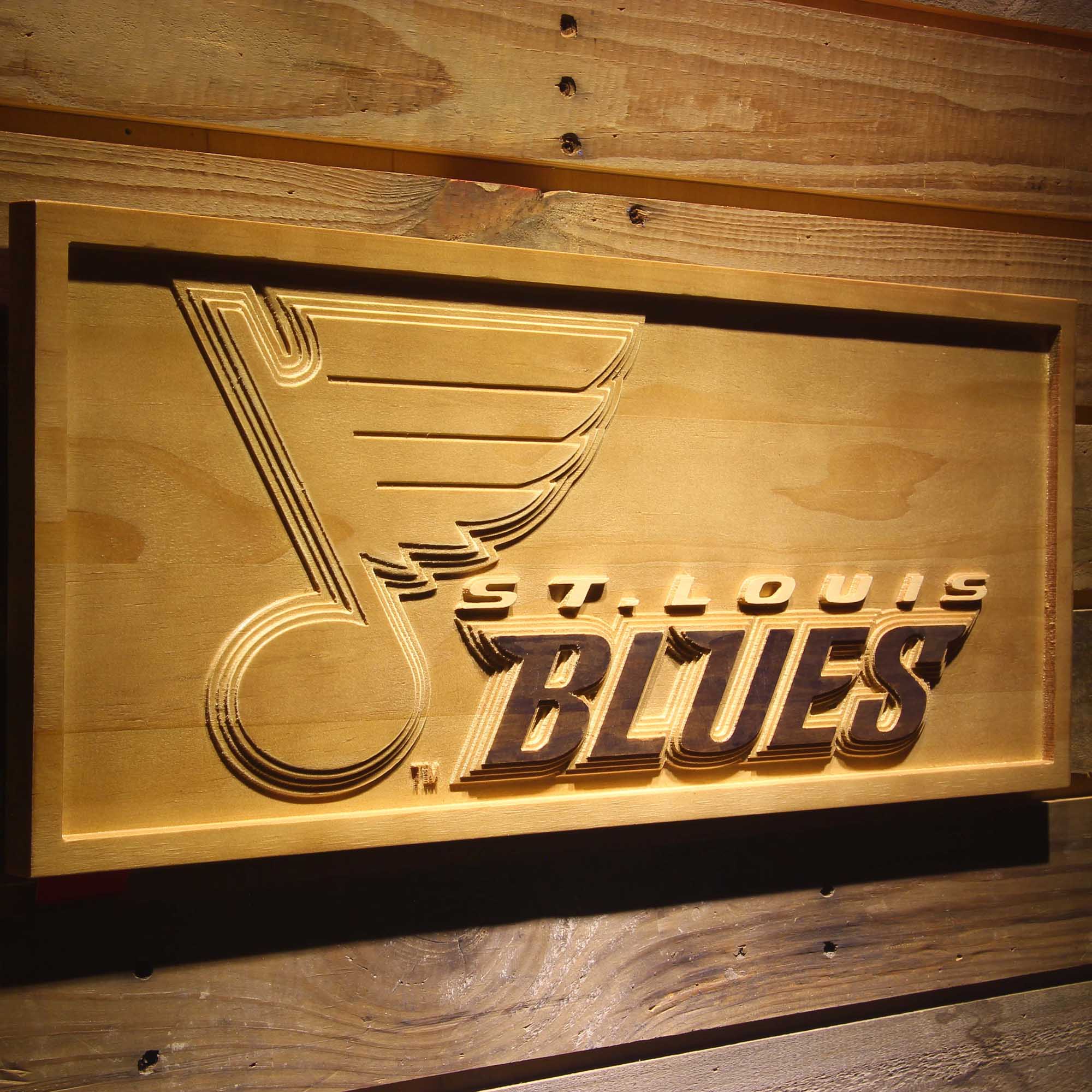St. Louis Blues 3D Solid Wooden Craving Sign
