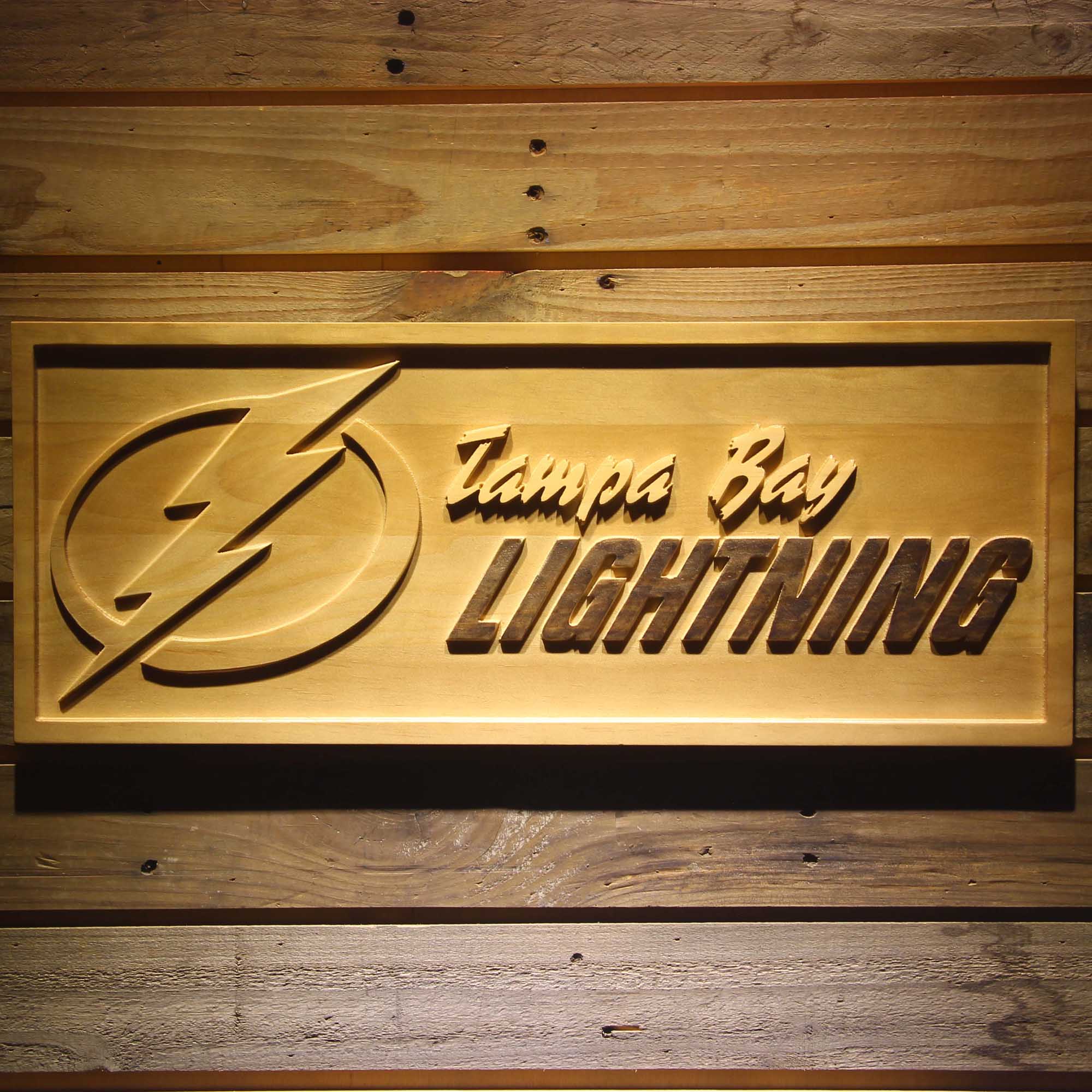 Tampa Bay Lightning 3D Solid Wooden Craving Sign