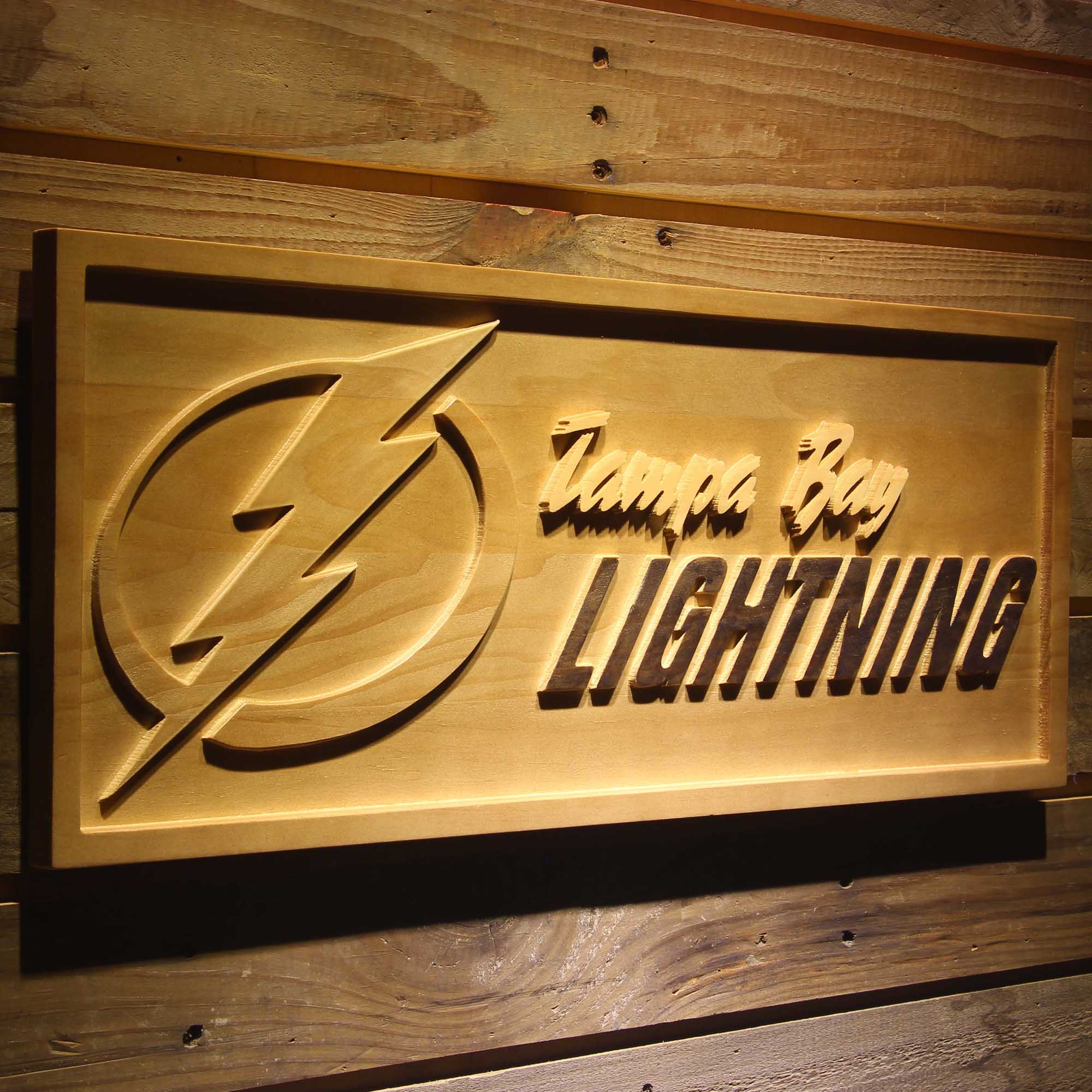 Tampa Bay Lightning 3D Solid Wooden Craving Sign