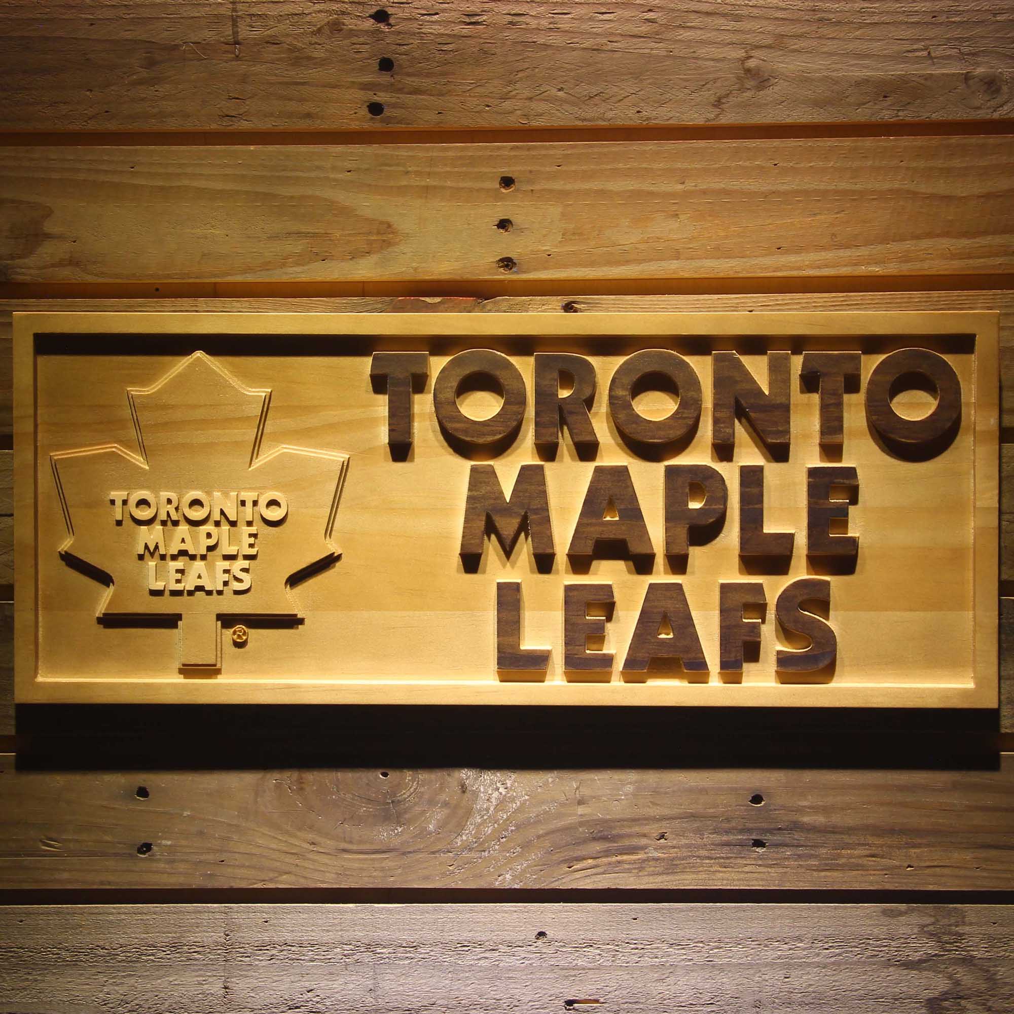 Toronto Maple Leafs 3D Solid Wooden Craving Sign