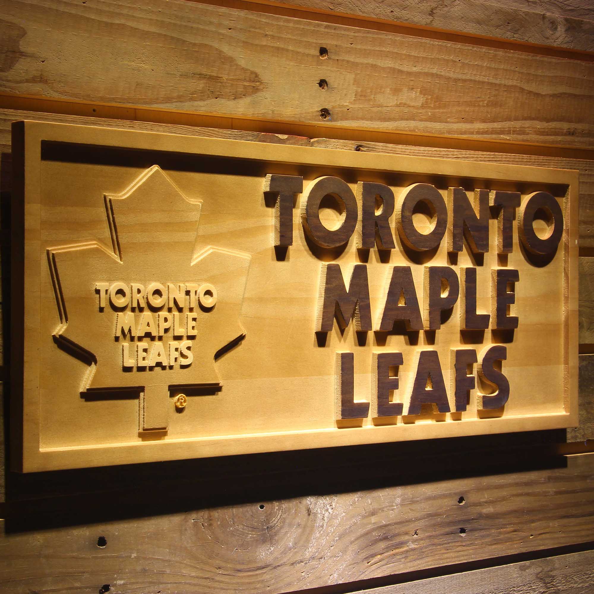 Toronto Maple Leafs 3D Solid Wooden Craving Sign