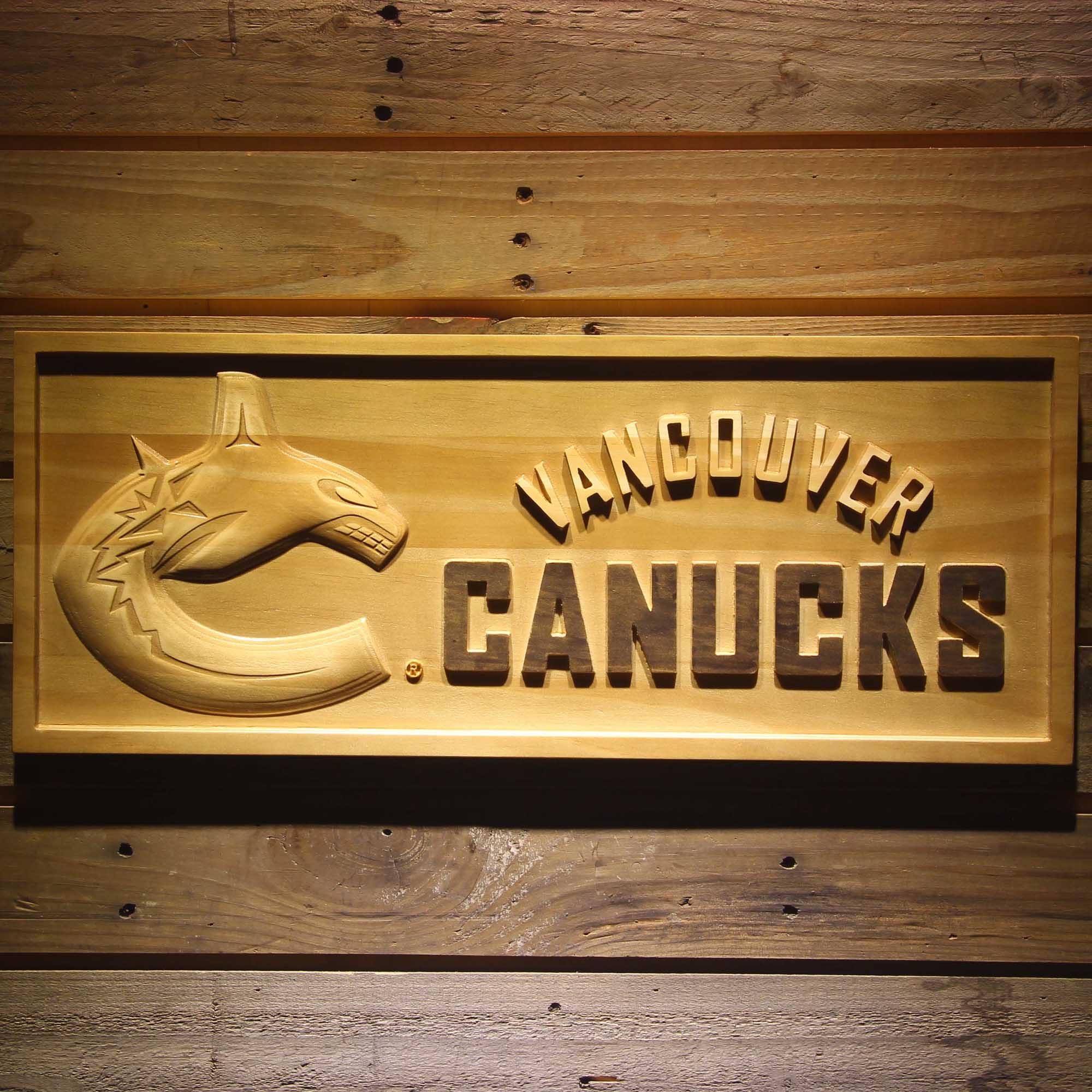 Vancouver Canucks 3D Solid Wooden Craving Sign