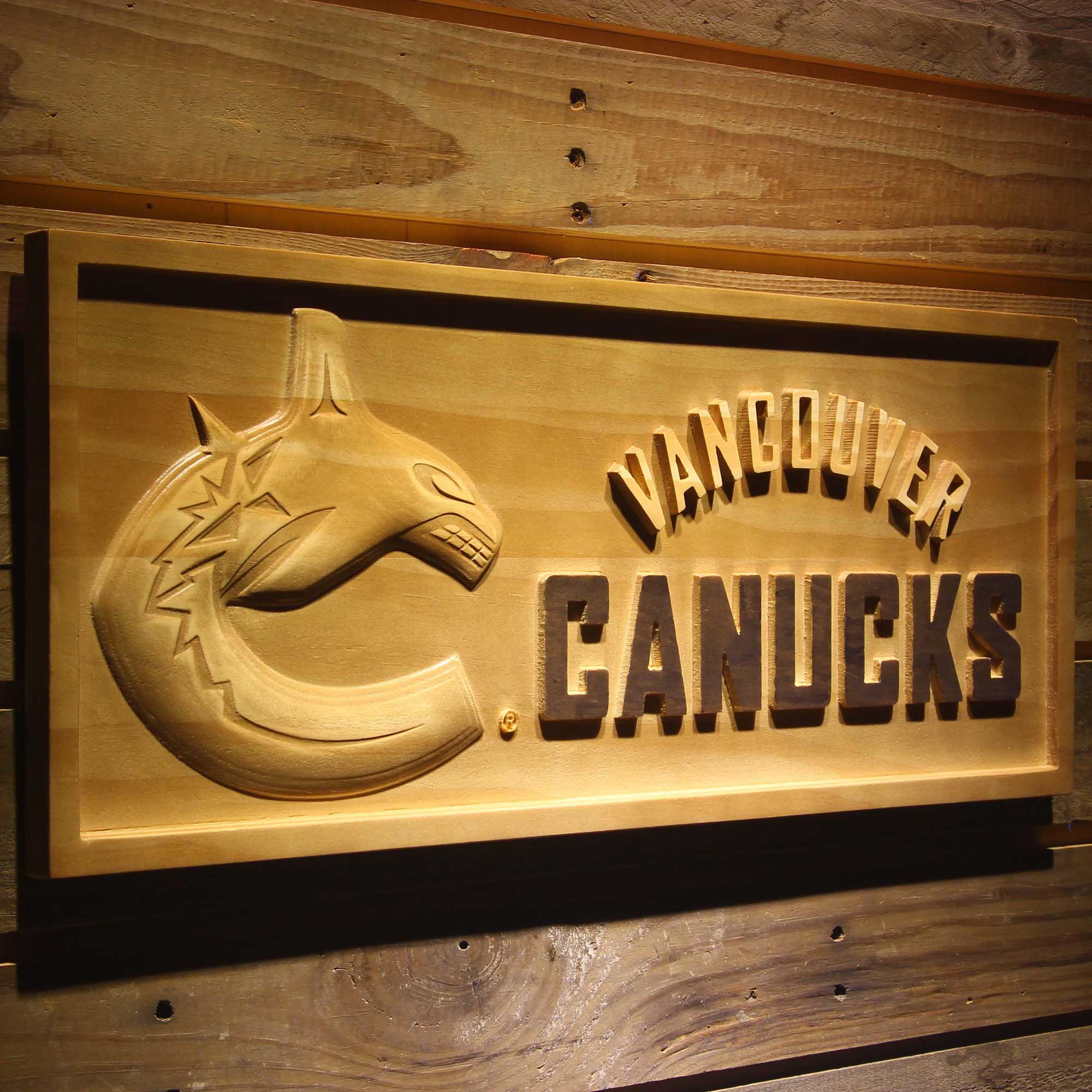 Vancouver Canucks 3D Solid Wooden Craving Sign