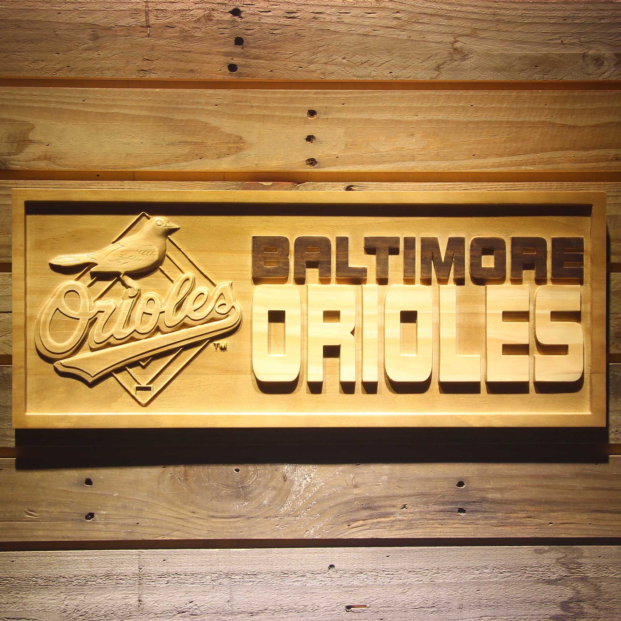 Baltimore Orioles 3D Solid Wooden Craving Sign
