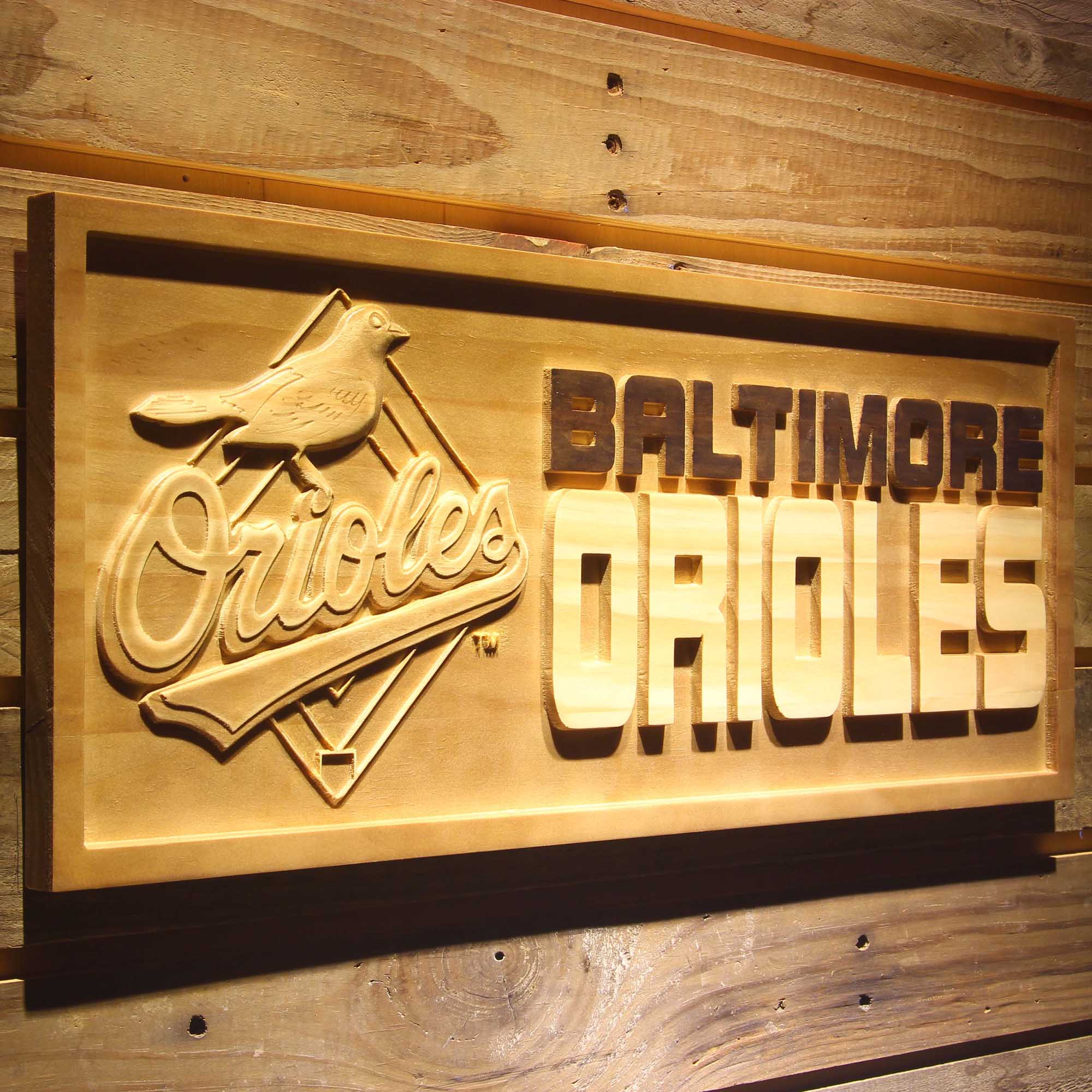 Baltimore Orioles 3D Solid Wooden Craving Sign