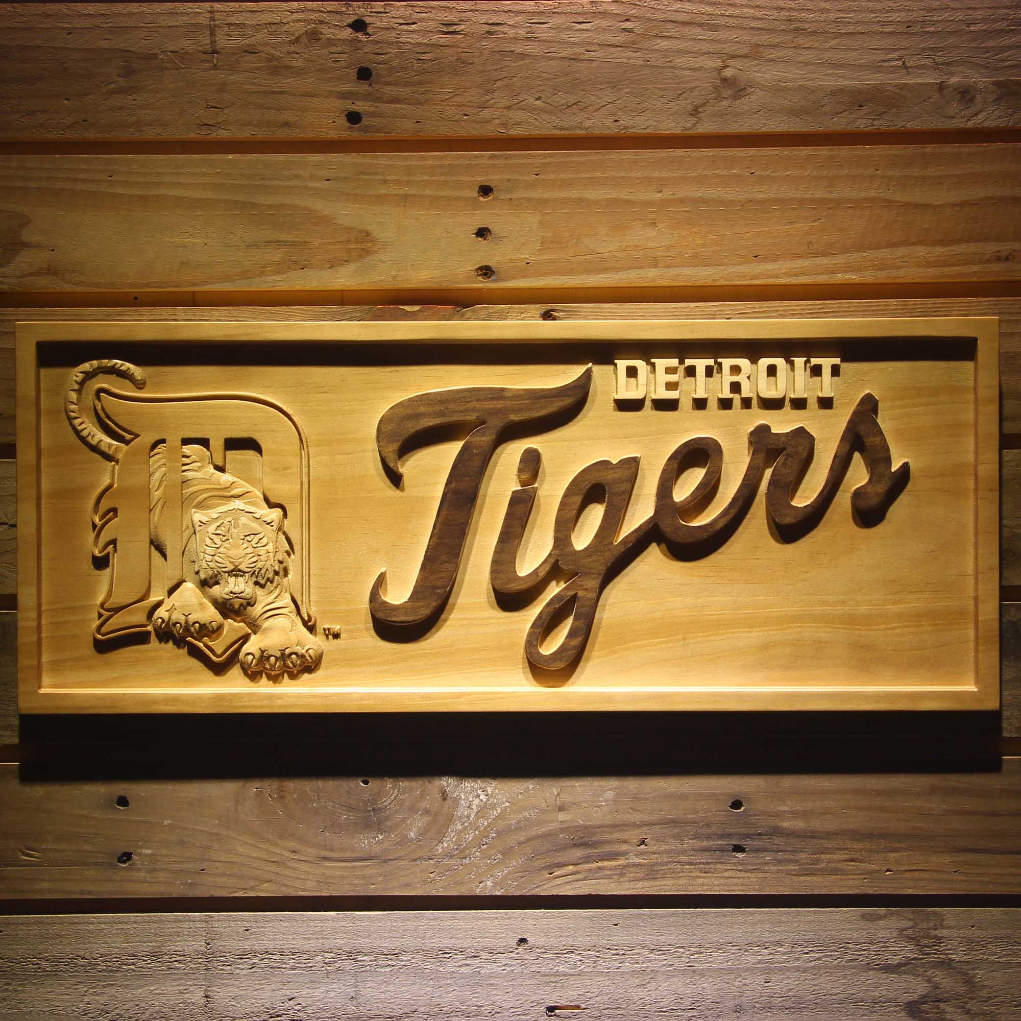 Detroit Tigers 3D Solid Wooden Craving Sign