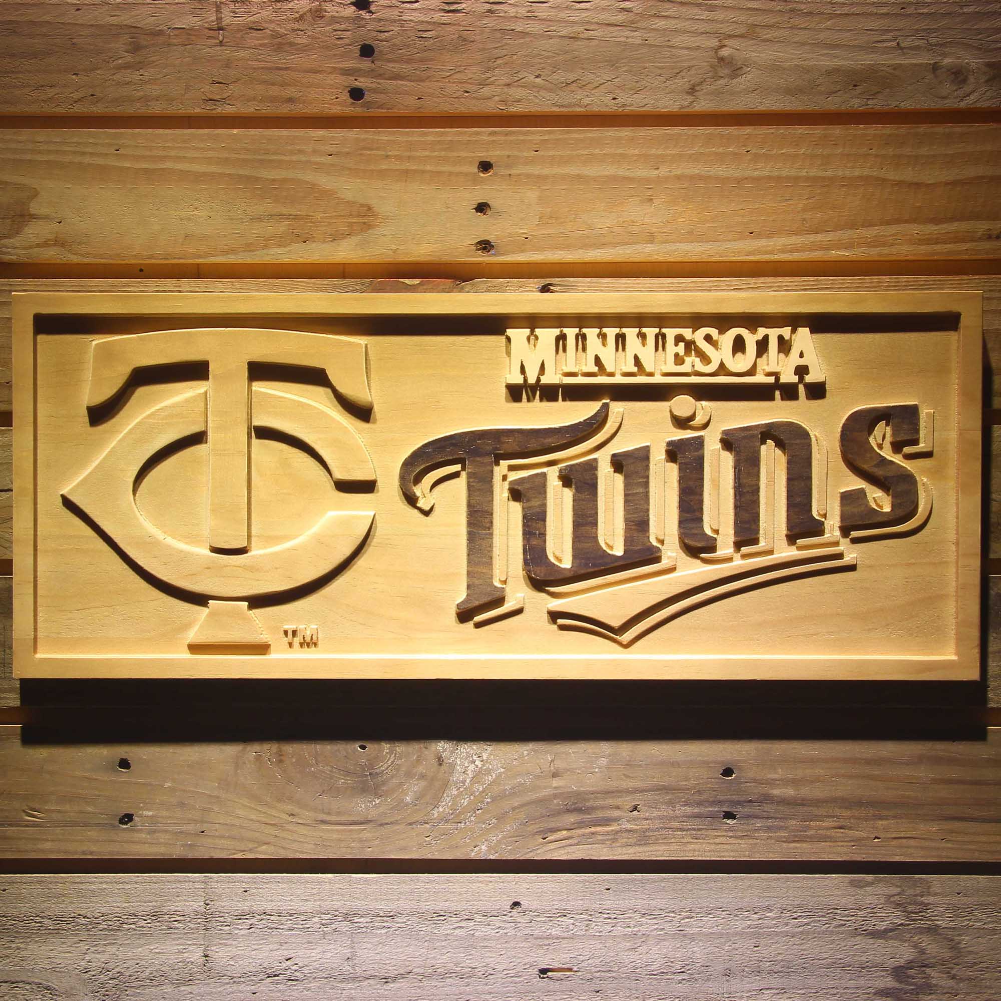 Minnesota Twins 3D Solid Wooden Craving Sign