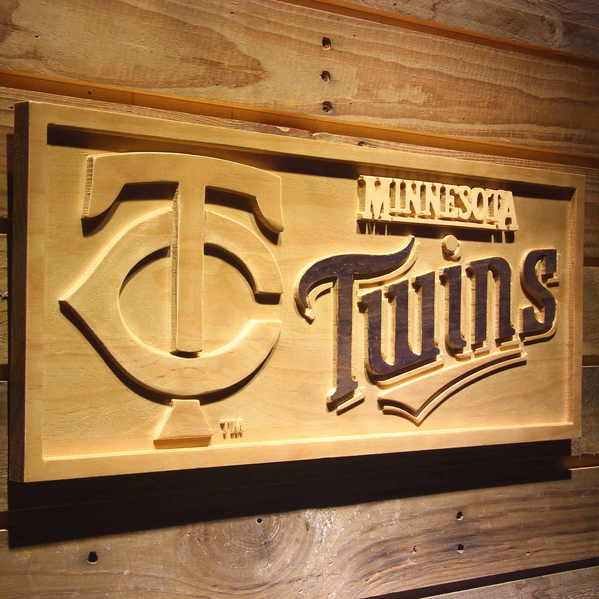 Minnesota Twins 3D Solid Wooden Craving Sign