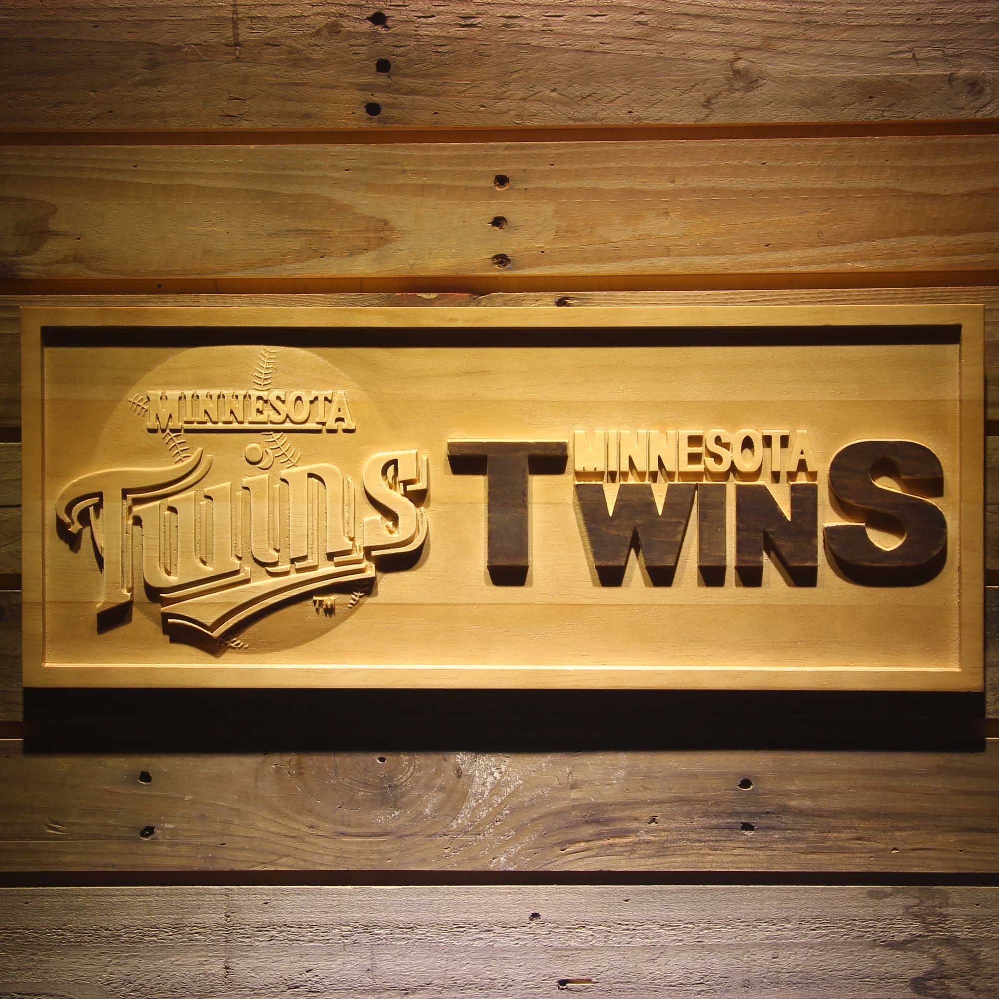 Minnesota Twins 3D Solid Wooden Craving Sign