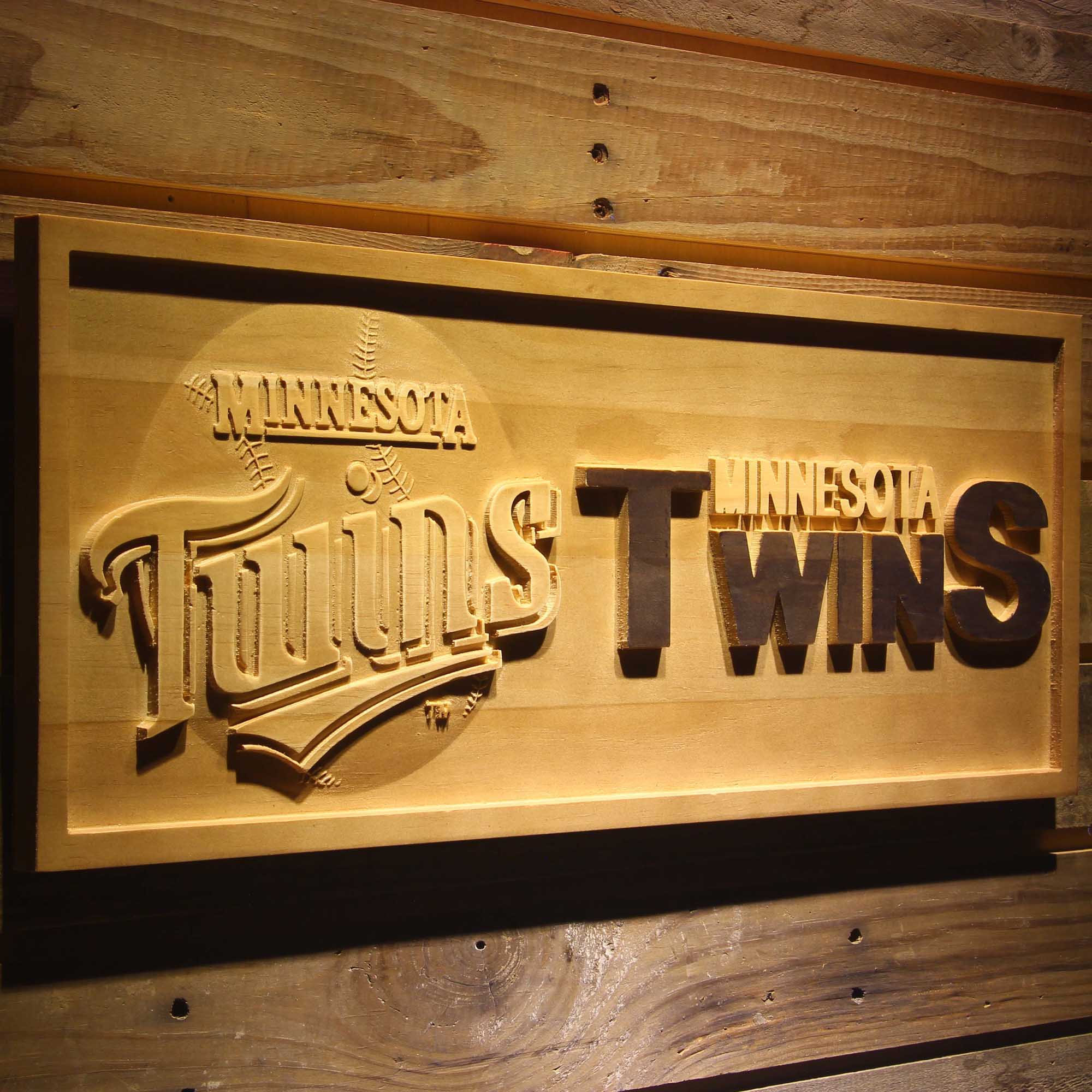 Minnesota Twins 3D Solid Wooden Craving Sign