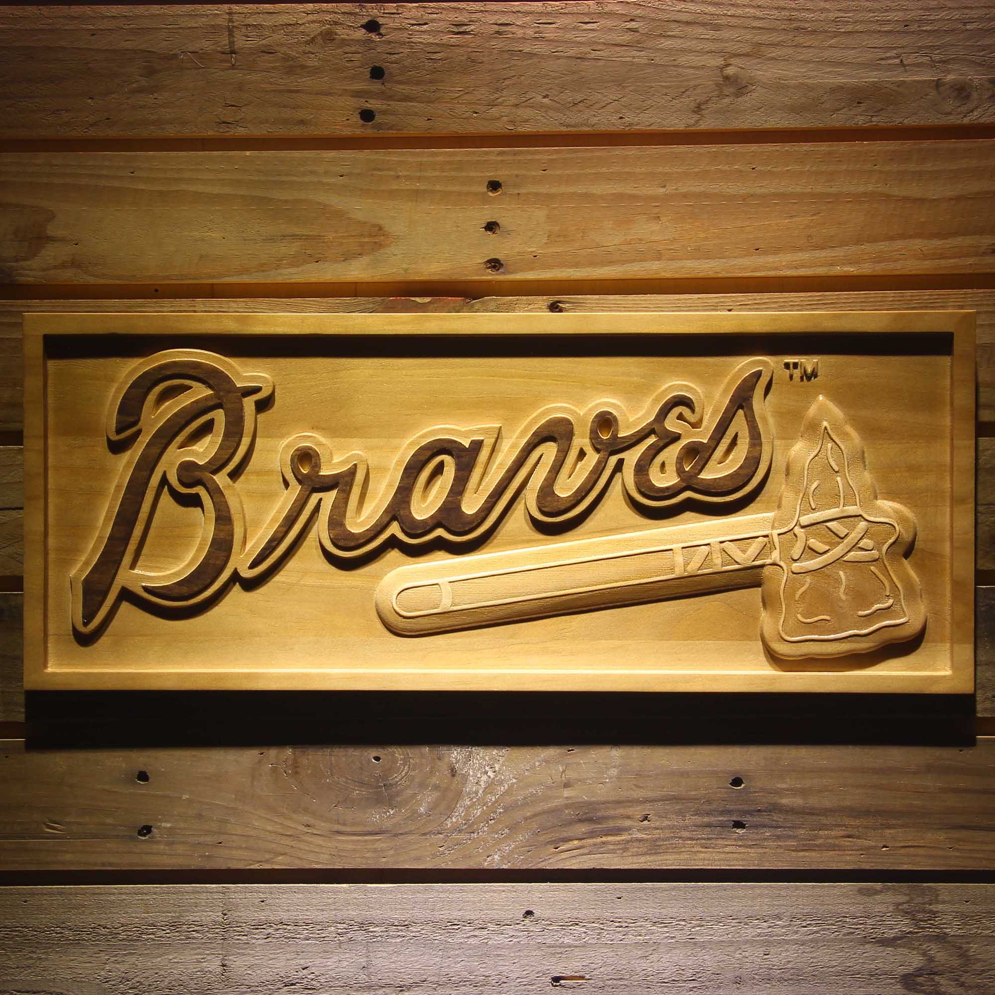 Atlanta Braves 3D Solid Wooden Craving Sign