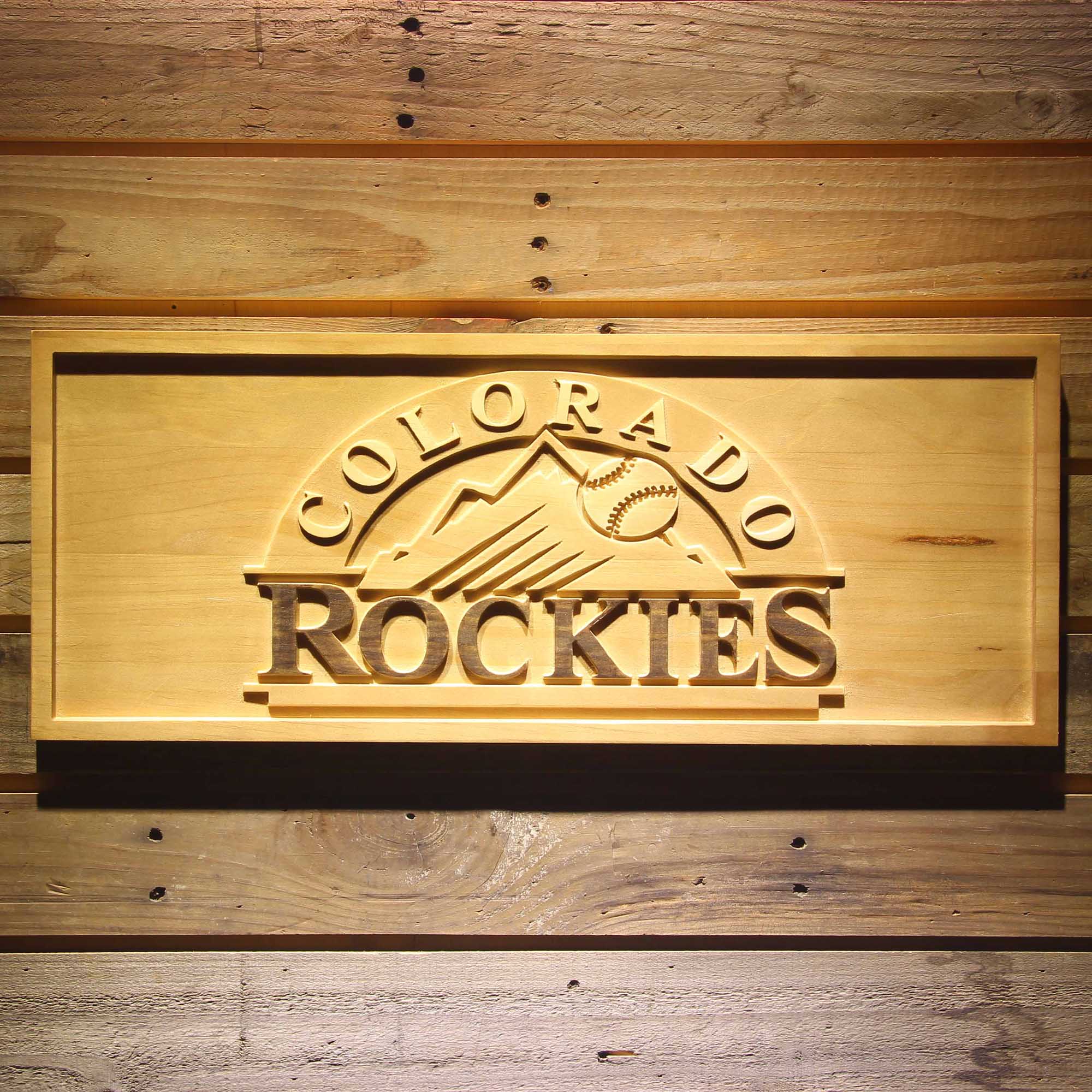 Colorado Rockies 3D Solid Wooden Craving Sign