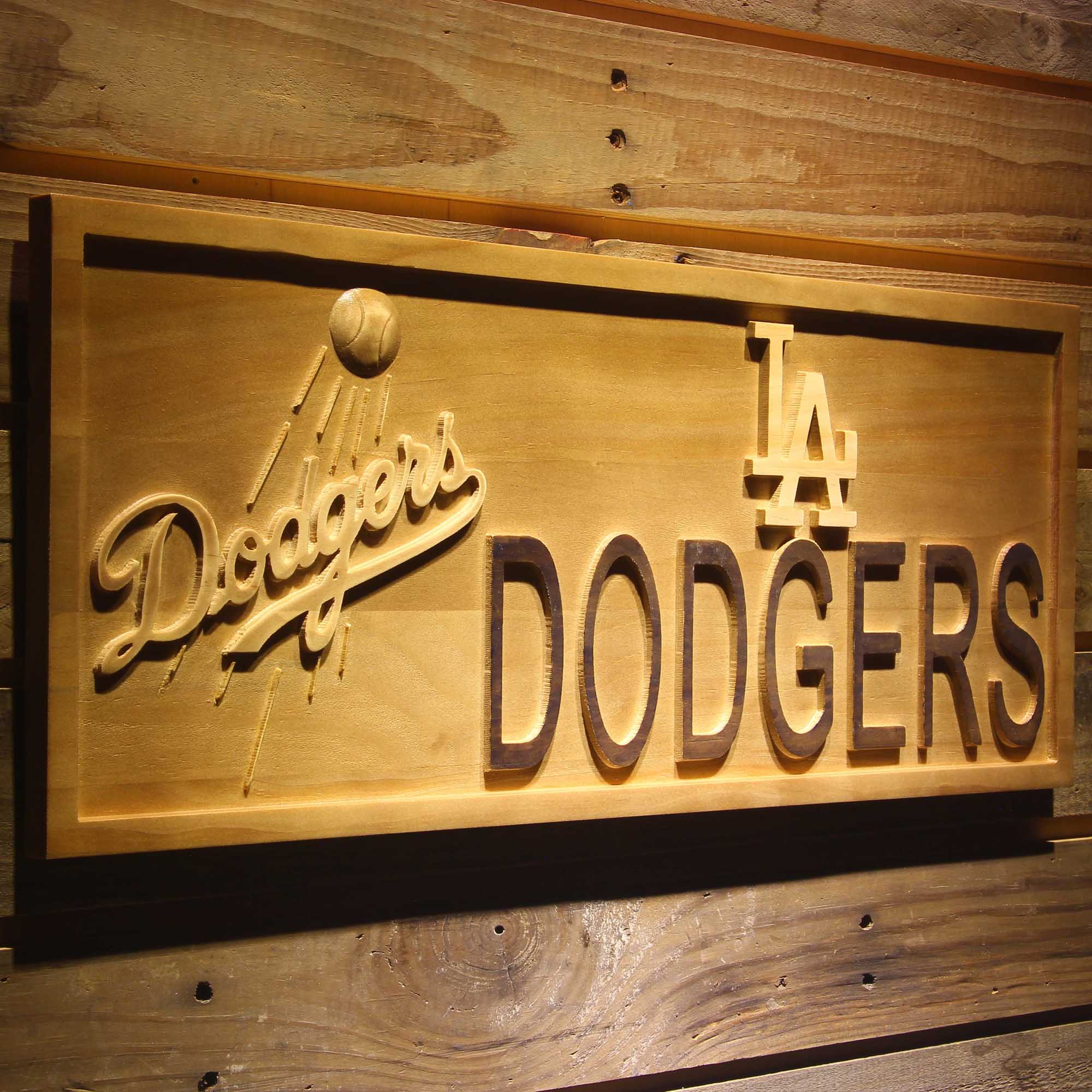 Los Angeles Dodgers 3D Solid Wooden Craving Sign