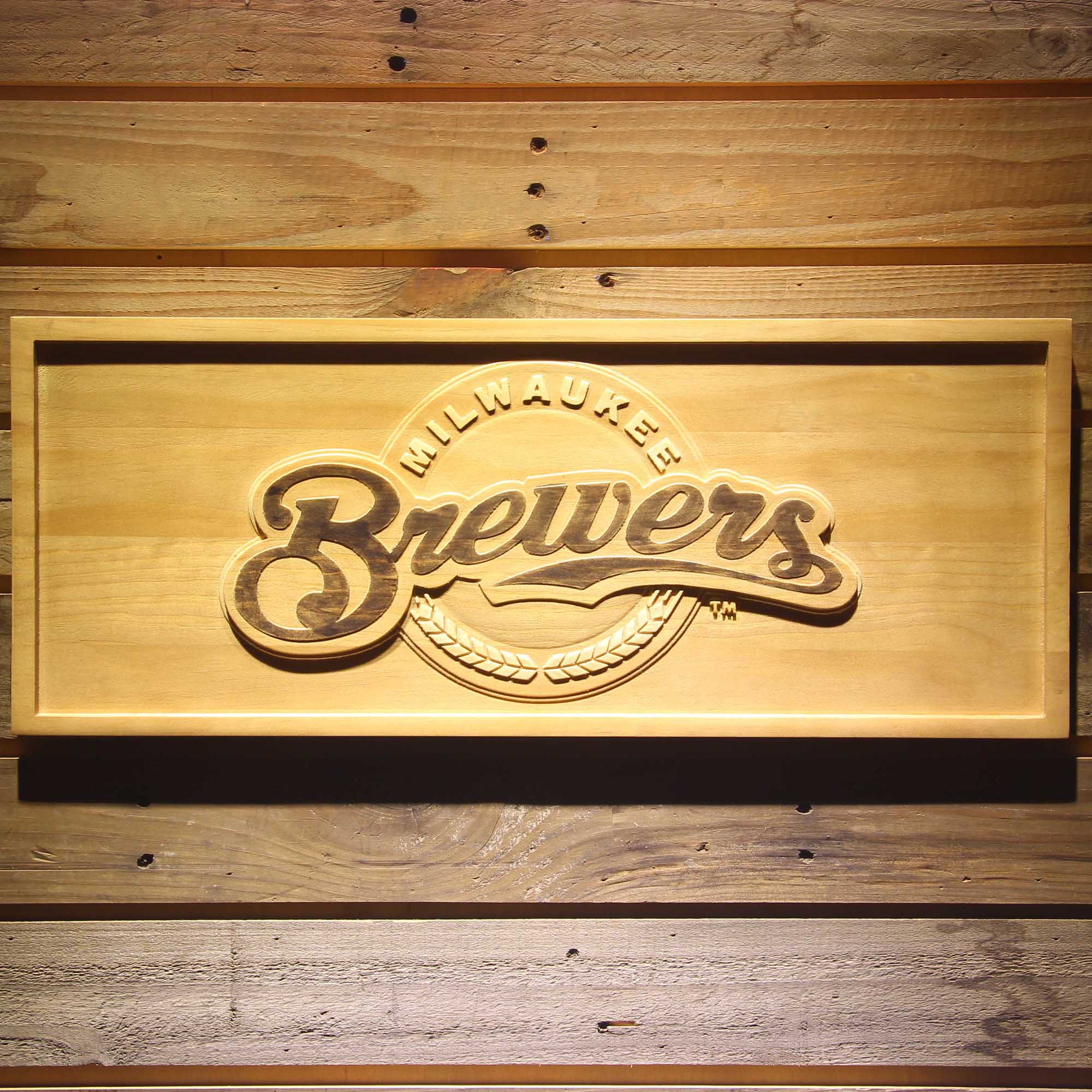 Milwaukee Brewers 3D Solid Wooden Craving Sign