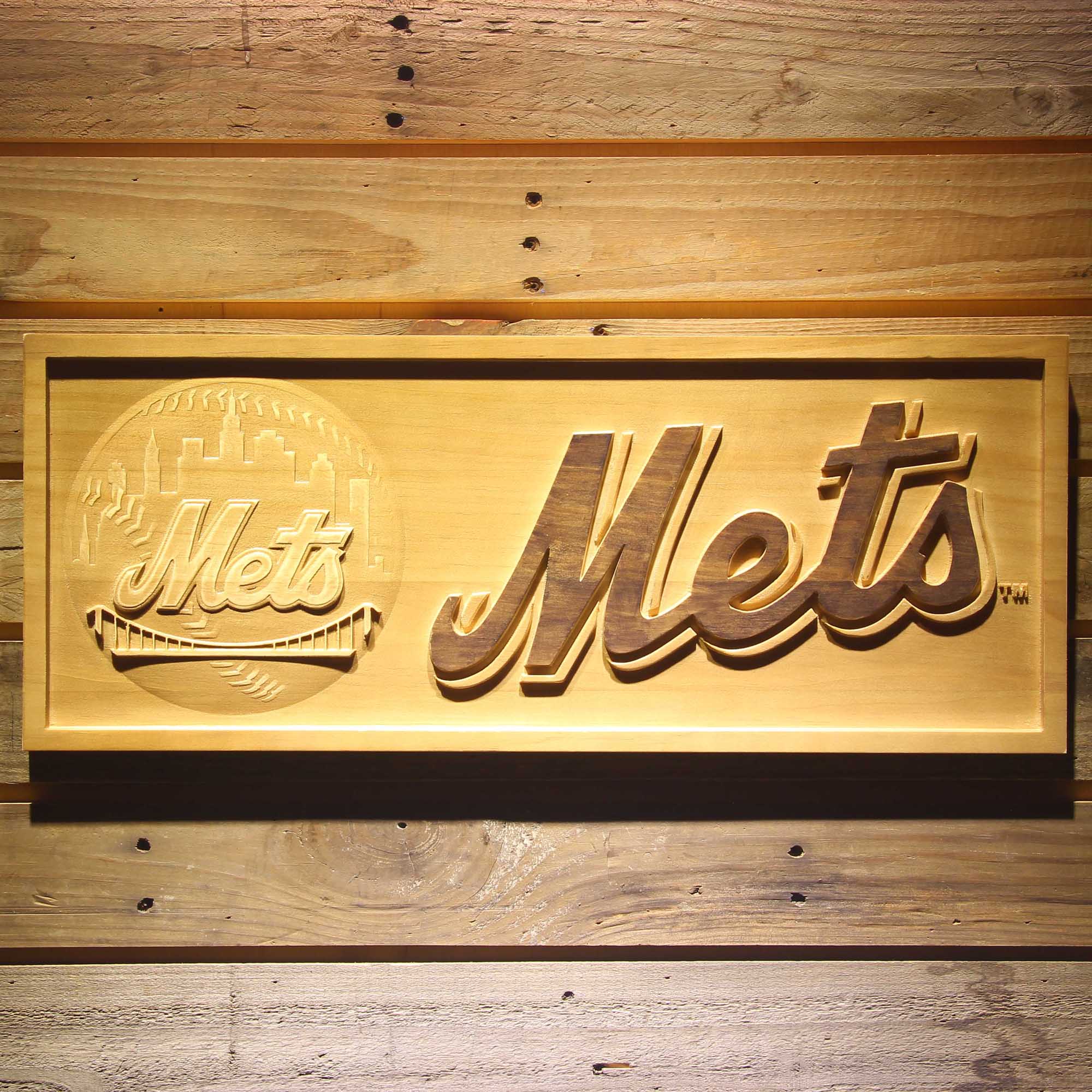 New York Mets 3D Solid Wooden Craving Sign