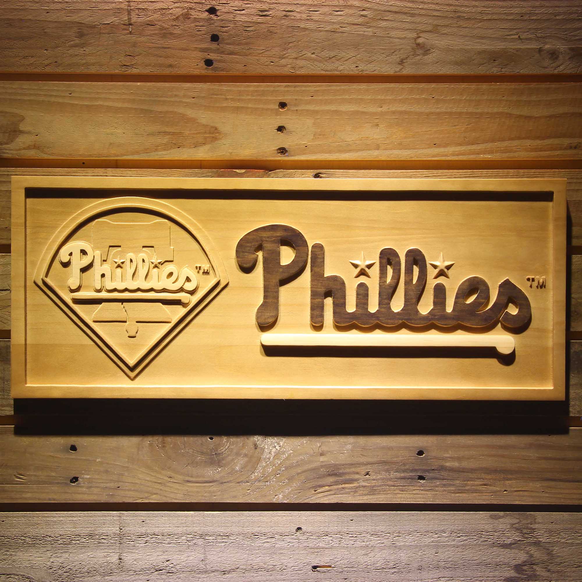 Philadelphia Phillies 3D Solid Wooden Craving Sign