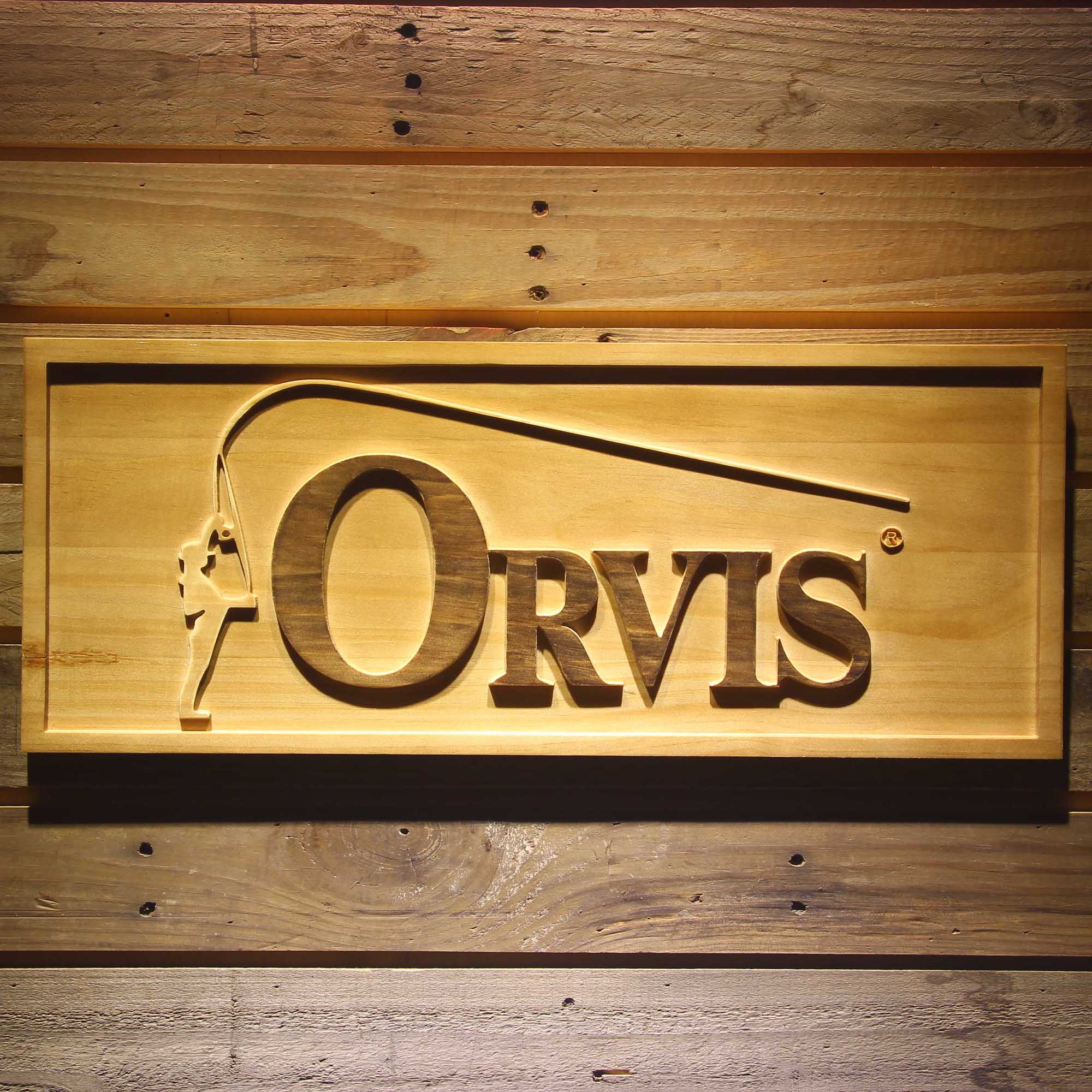 Orvis Fishing 3D Solid Wooden Craving Sign