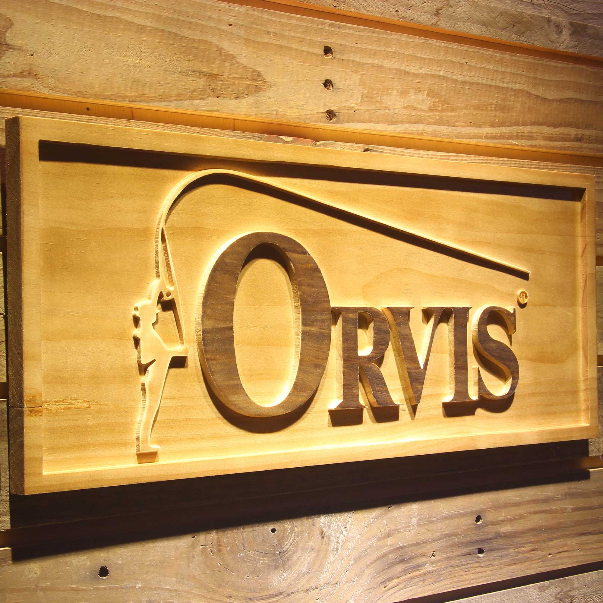 Orvis Fishing 3D Solid Wooden Craving Sign