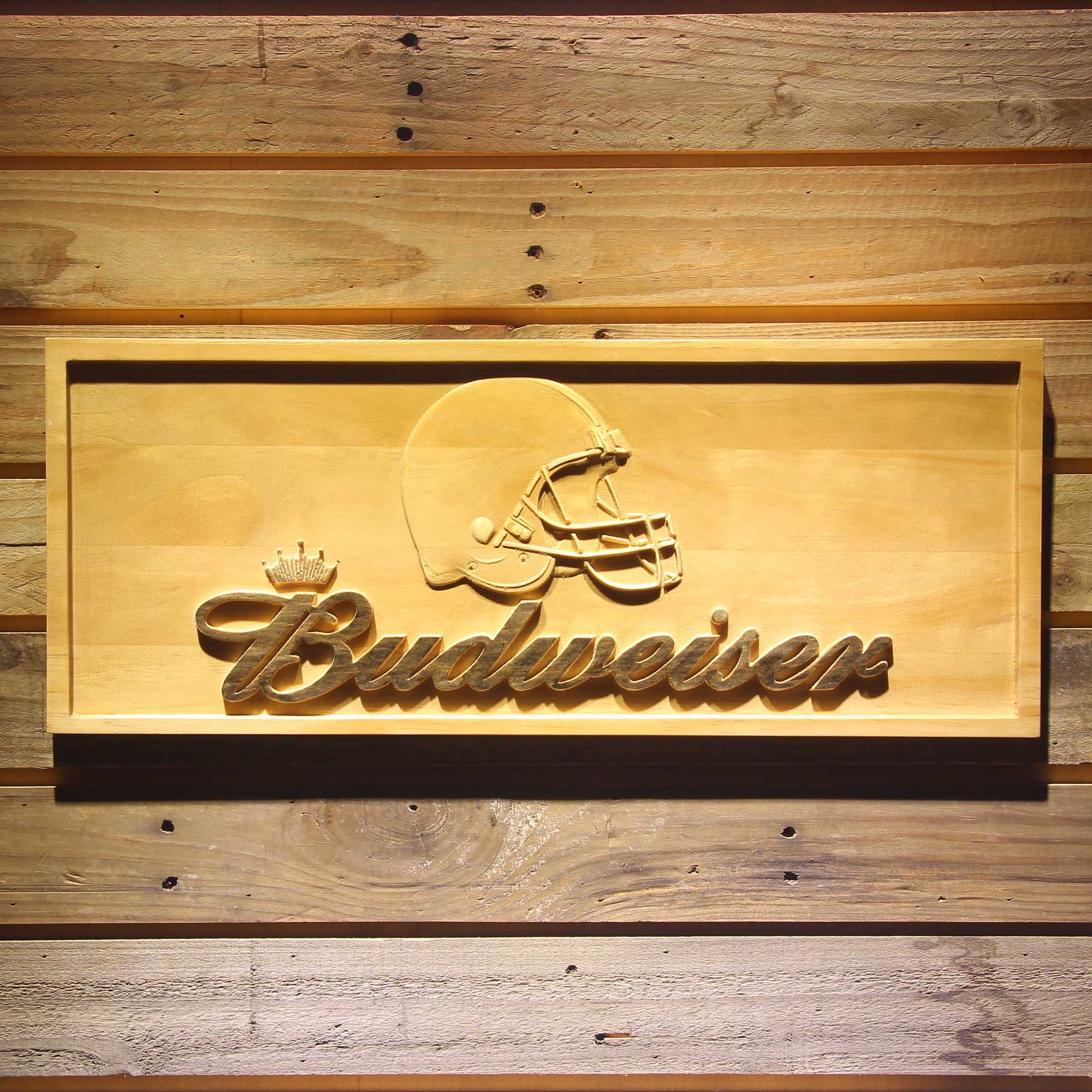 Cleveland Browns Budweiser 3D Solid Wooden Craving Sign