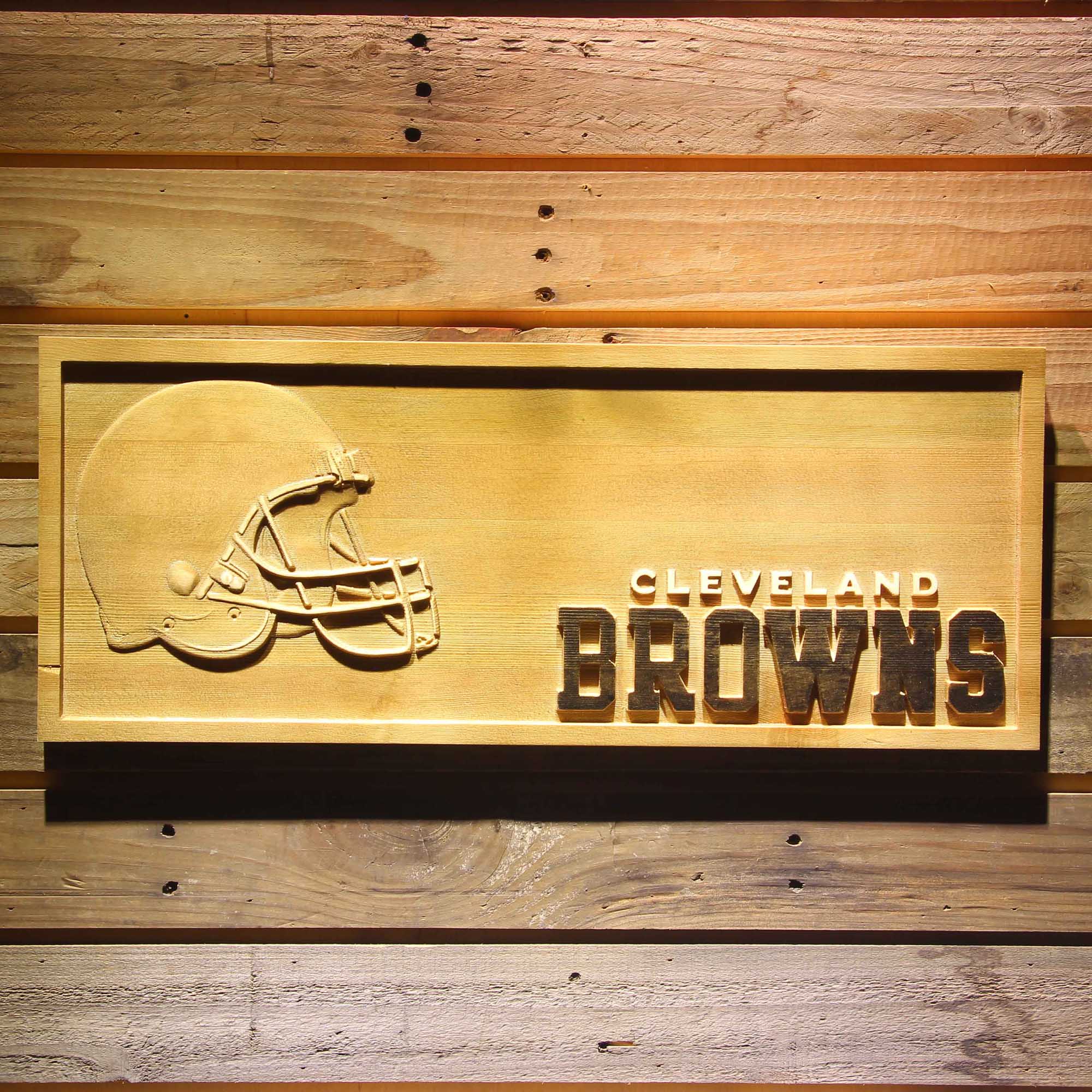 Cleveland Browns 3D Solid Wooden Craving Sign