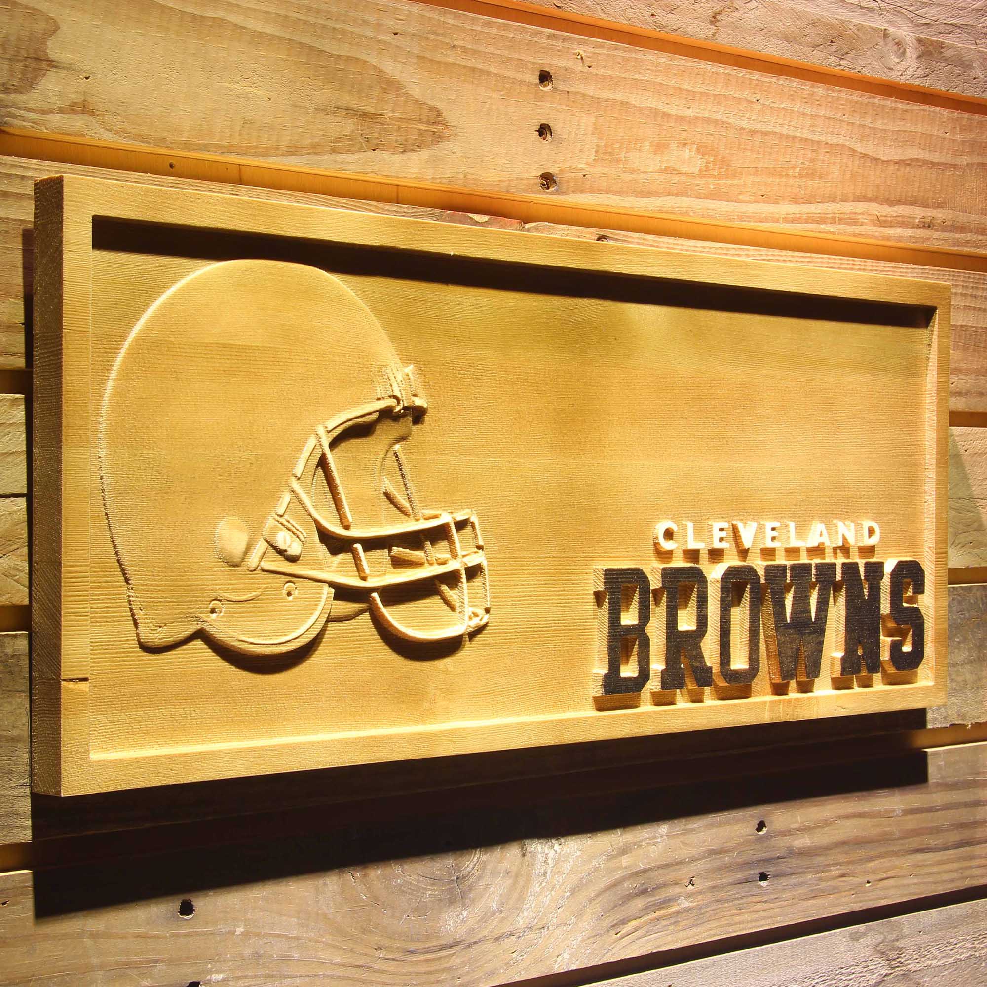 Cleveland Browns 3D Solid Wooden Craving Sign