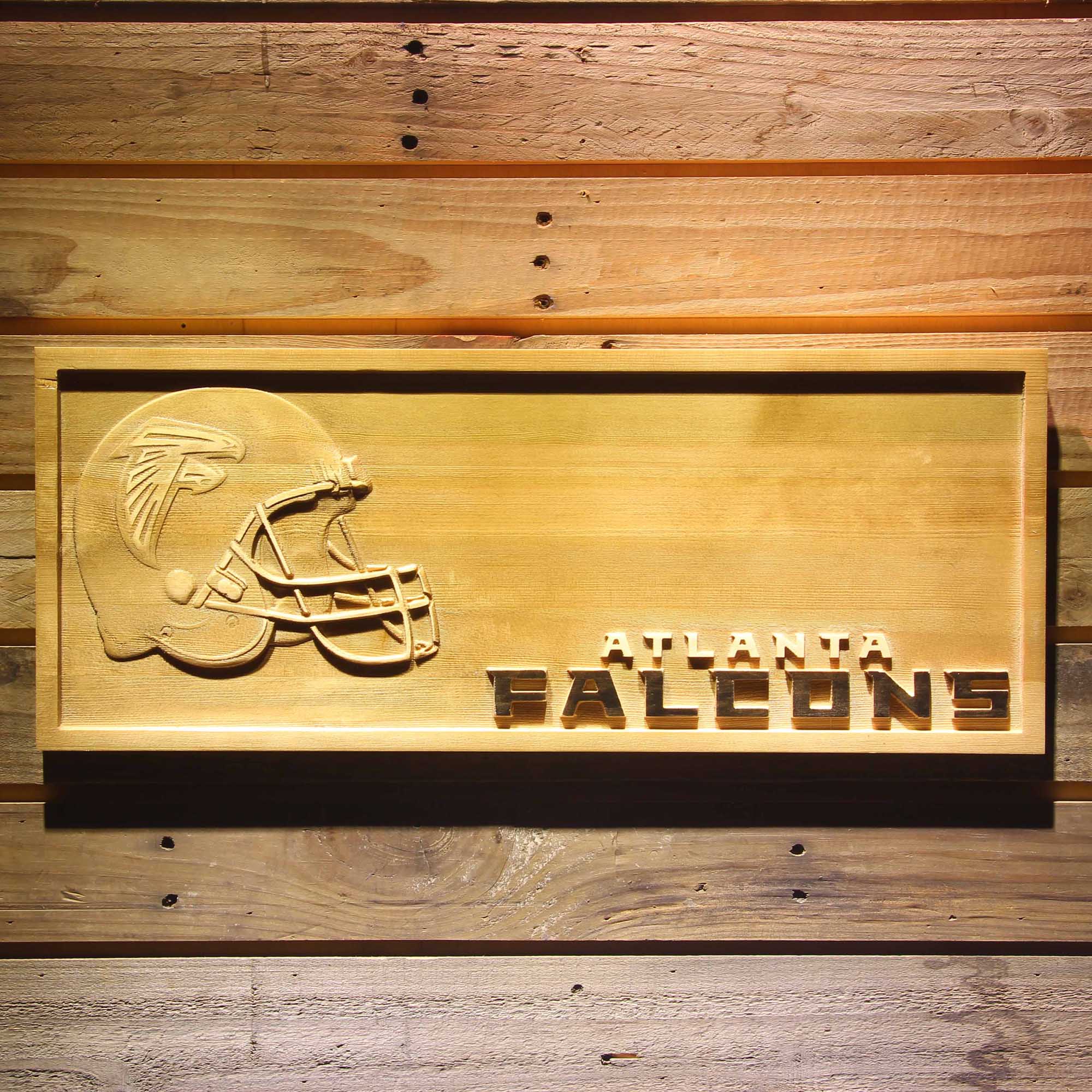 Atlanta Falcons 3D Solid Wooden Craving Sign