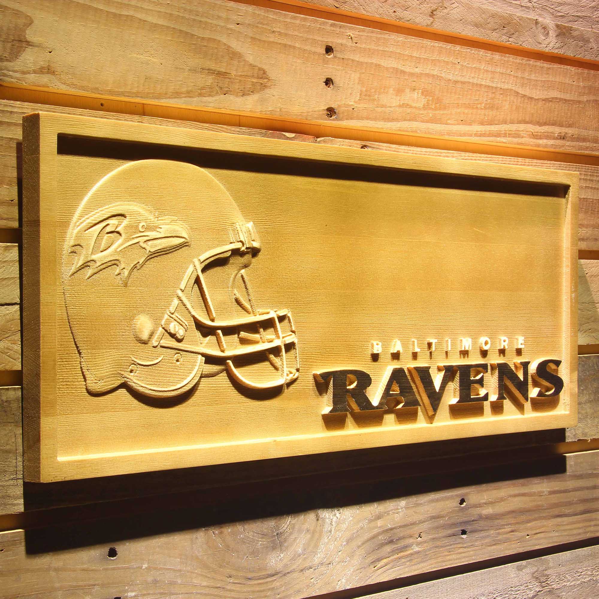 Baltimore Ravens 3D Solid Wooden Craving Sign