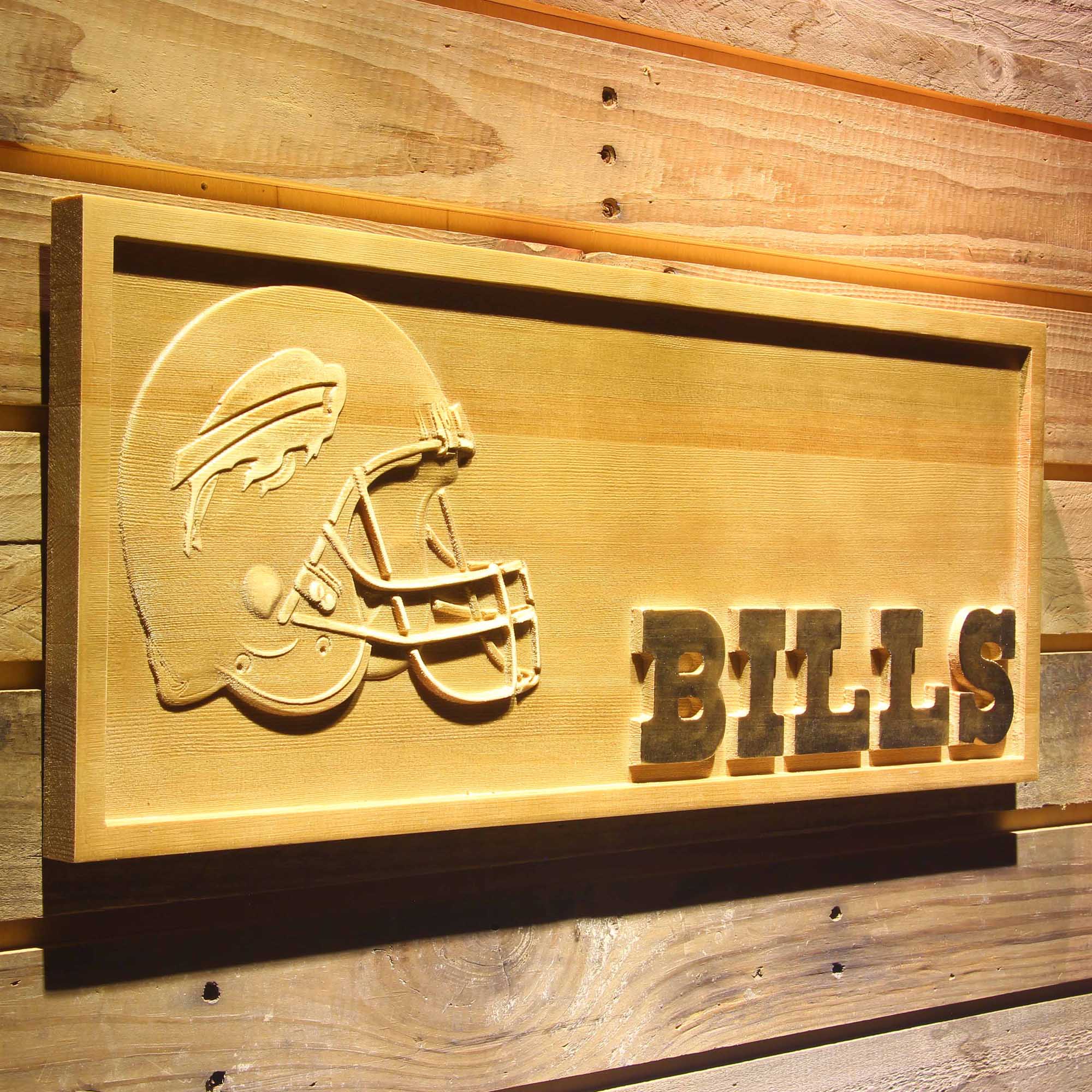 Buffalo Bills 3D Solid Wooden Craving Sign