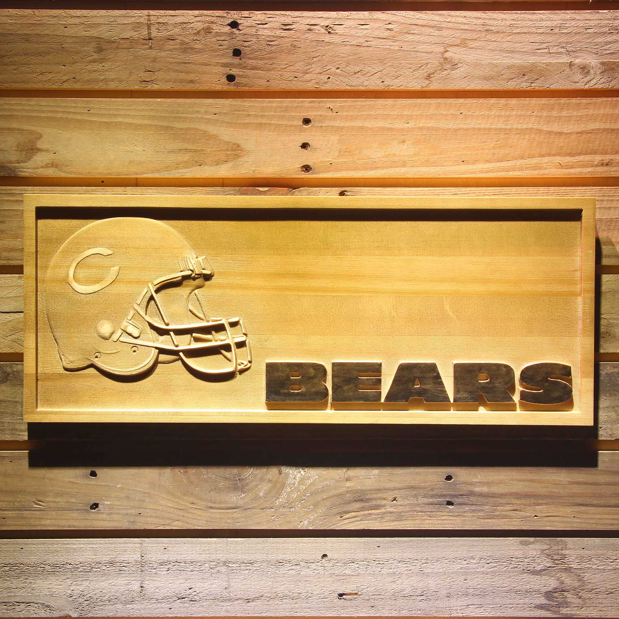 Chicago Bears 3D Solid Wooden Craving Sign